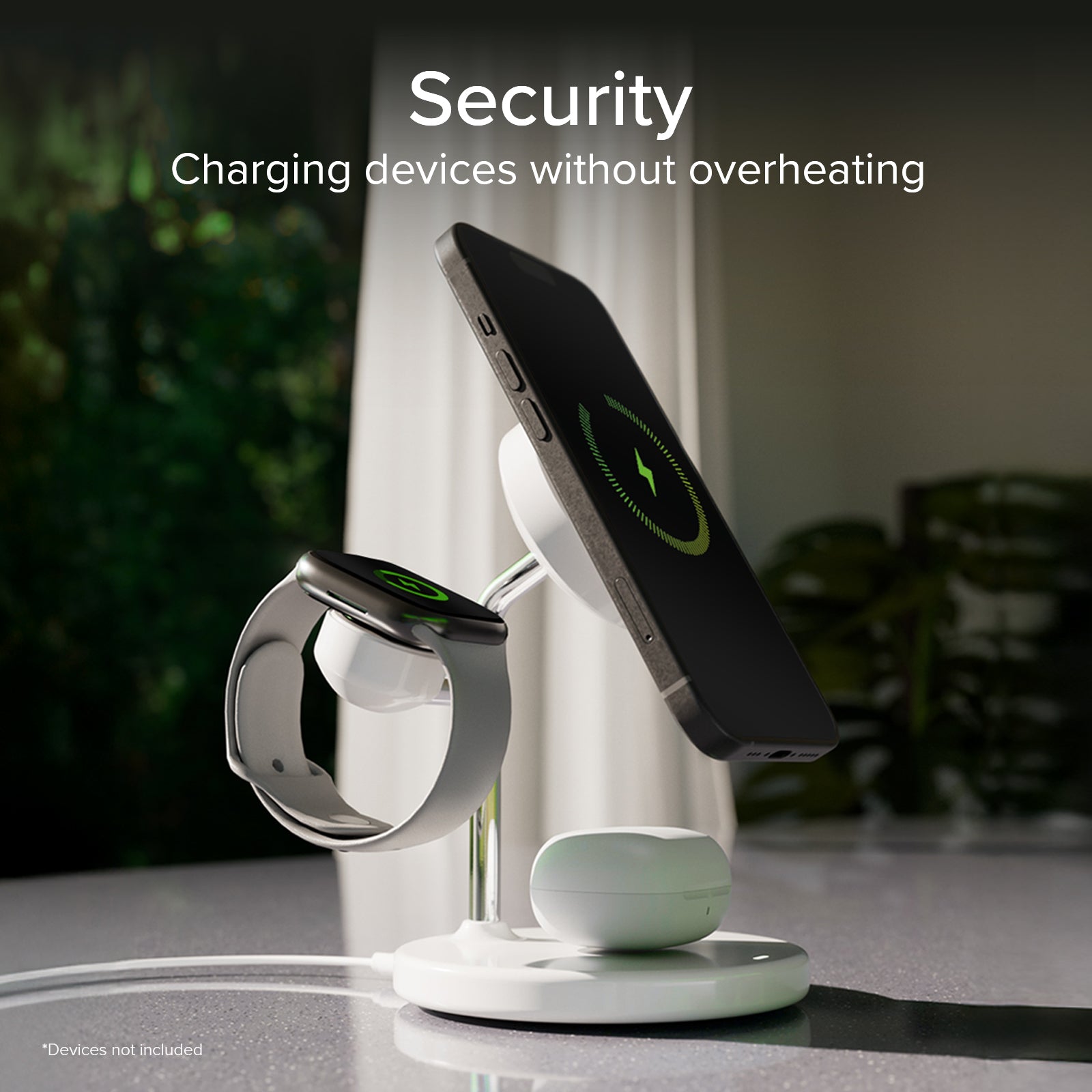 Qi2 3x1 Wireless Charging Station for iPhone 16/15/14/13/12, Android smartphones, Apple Watch and wireless earphones