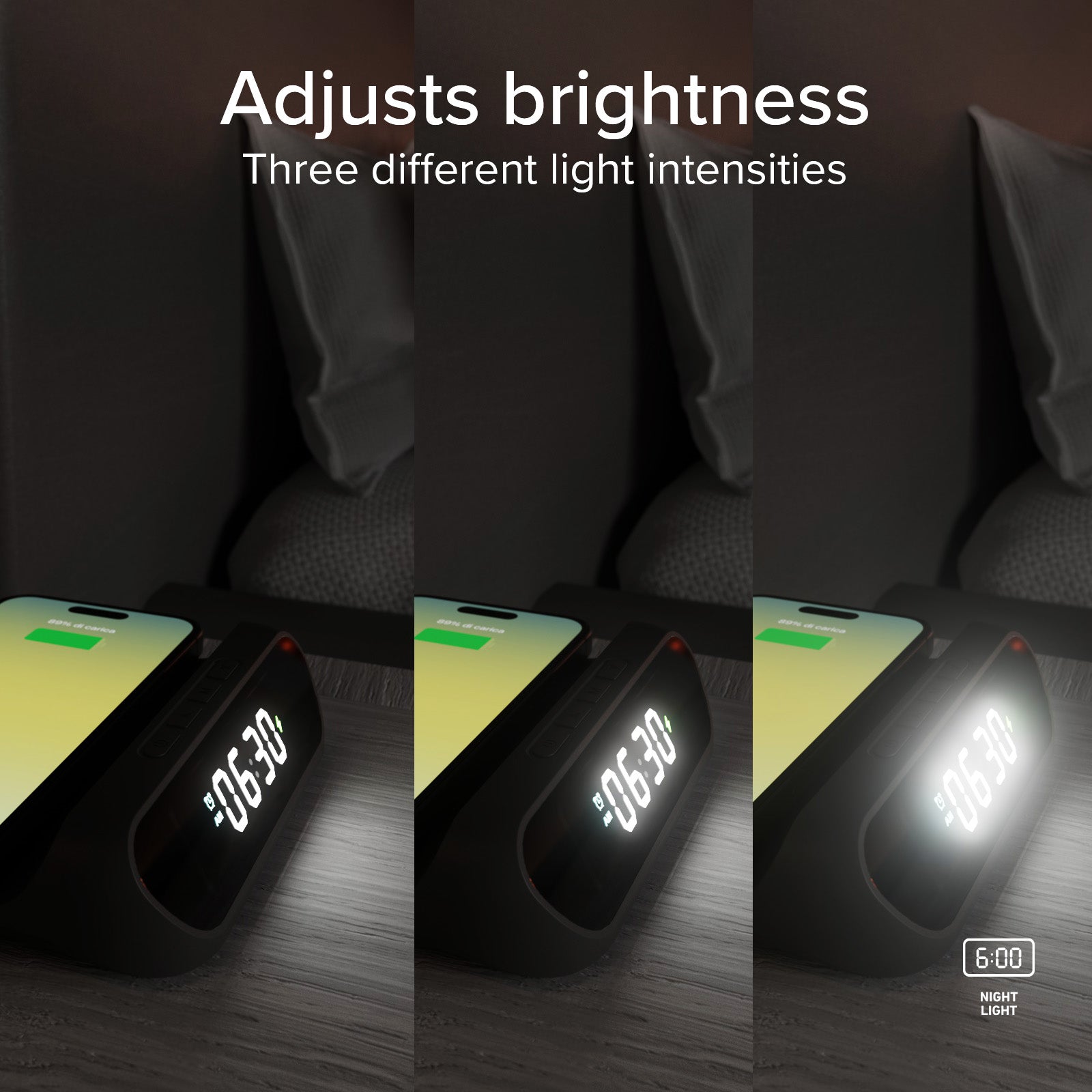 Sveglia 2 in 1 con Ricarica Wireless