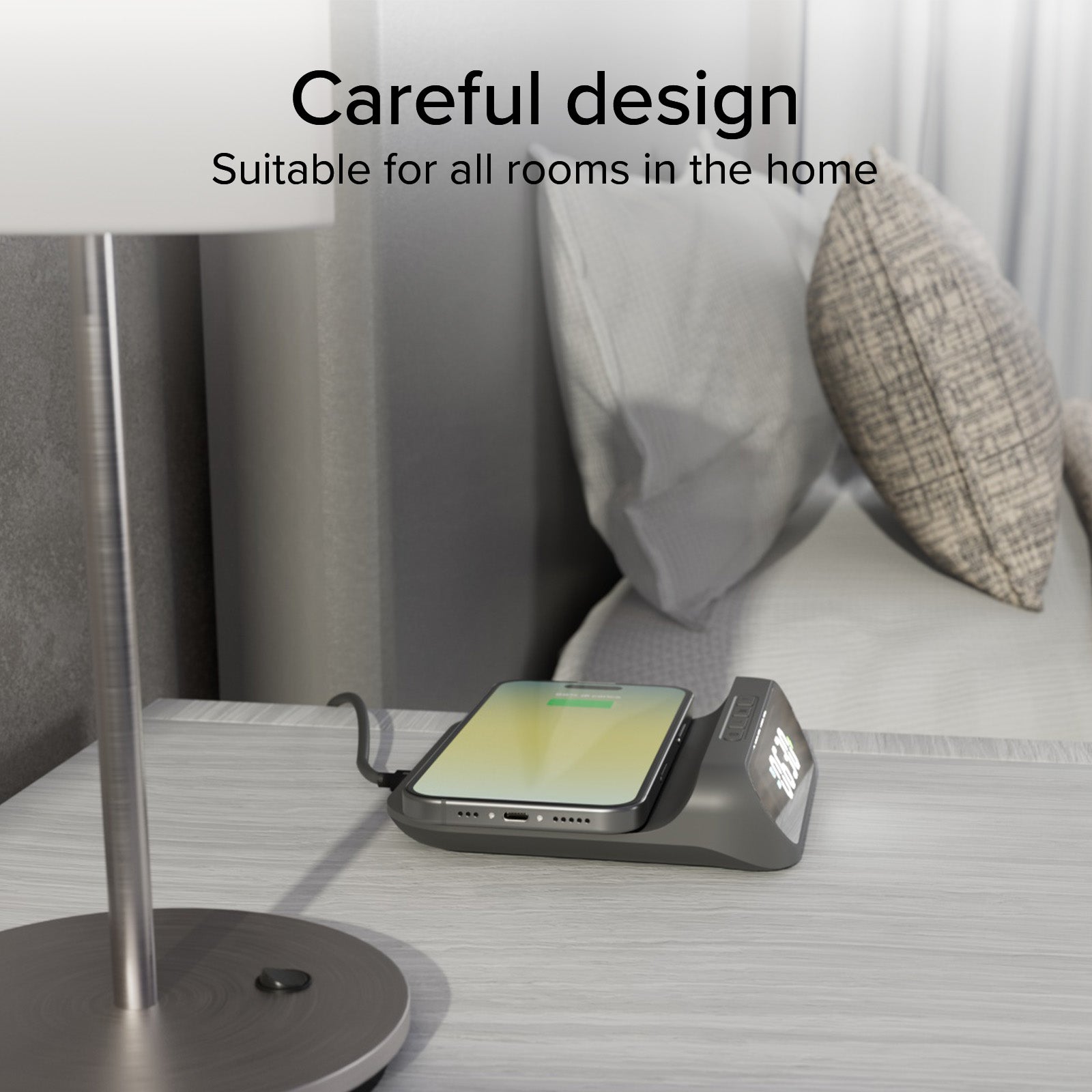 2-in-1 alarm clock with Wireless Charging