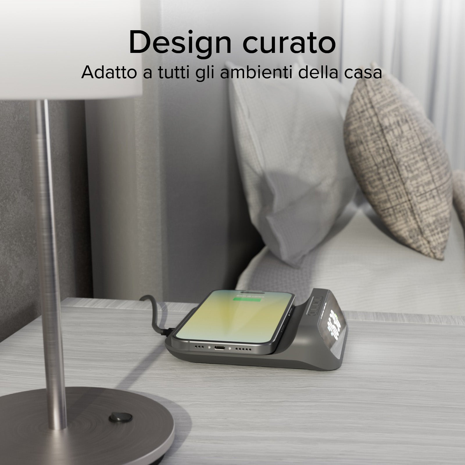 2-in-1 alarm clock with Wireless Charging