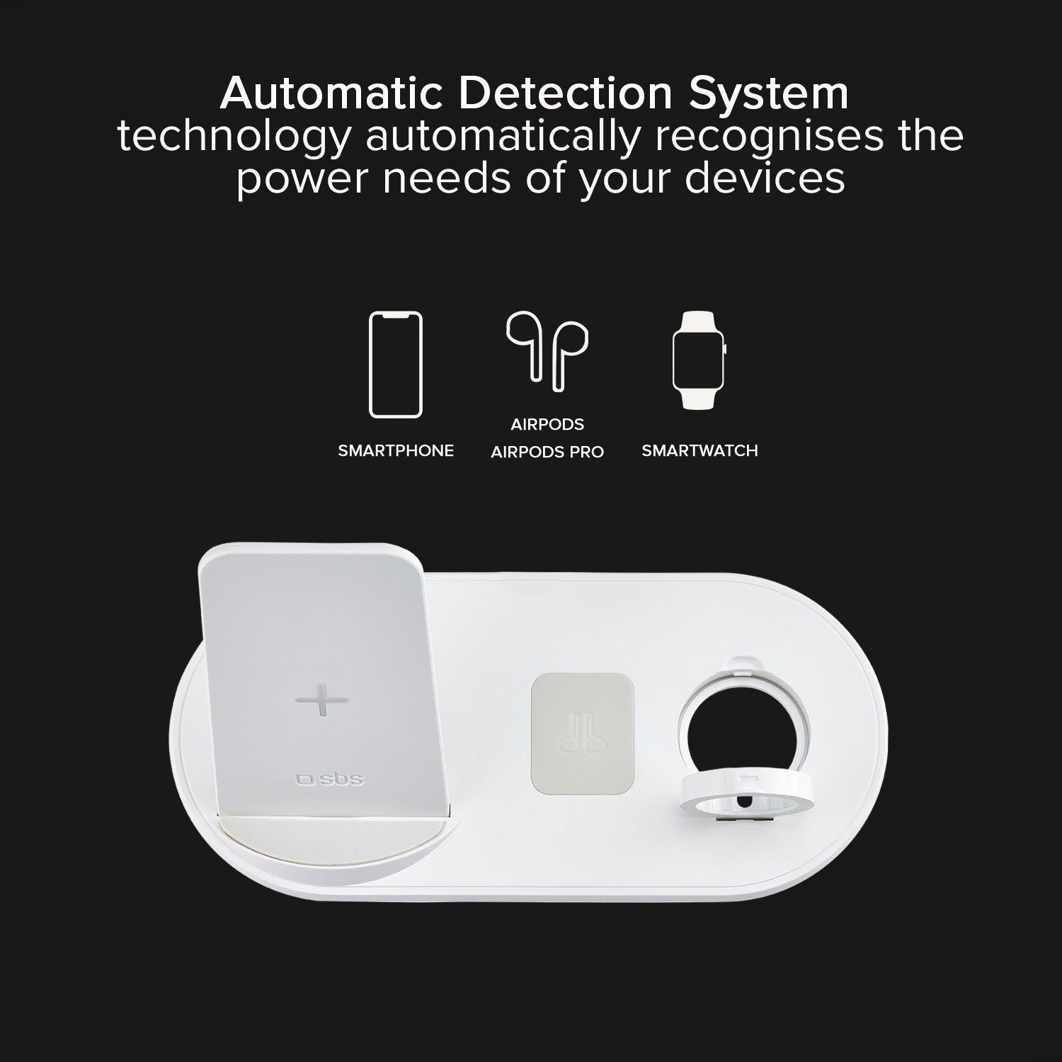 Chargeur sans fil avec triple station de charge 10W