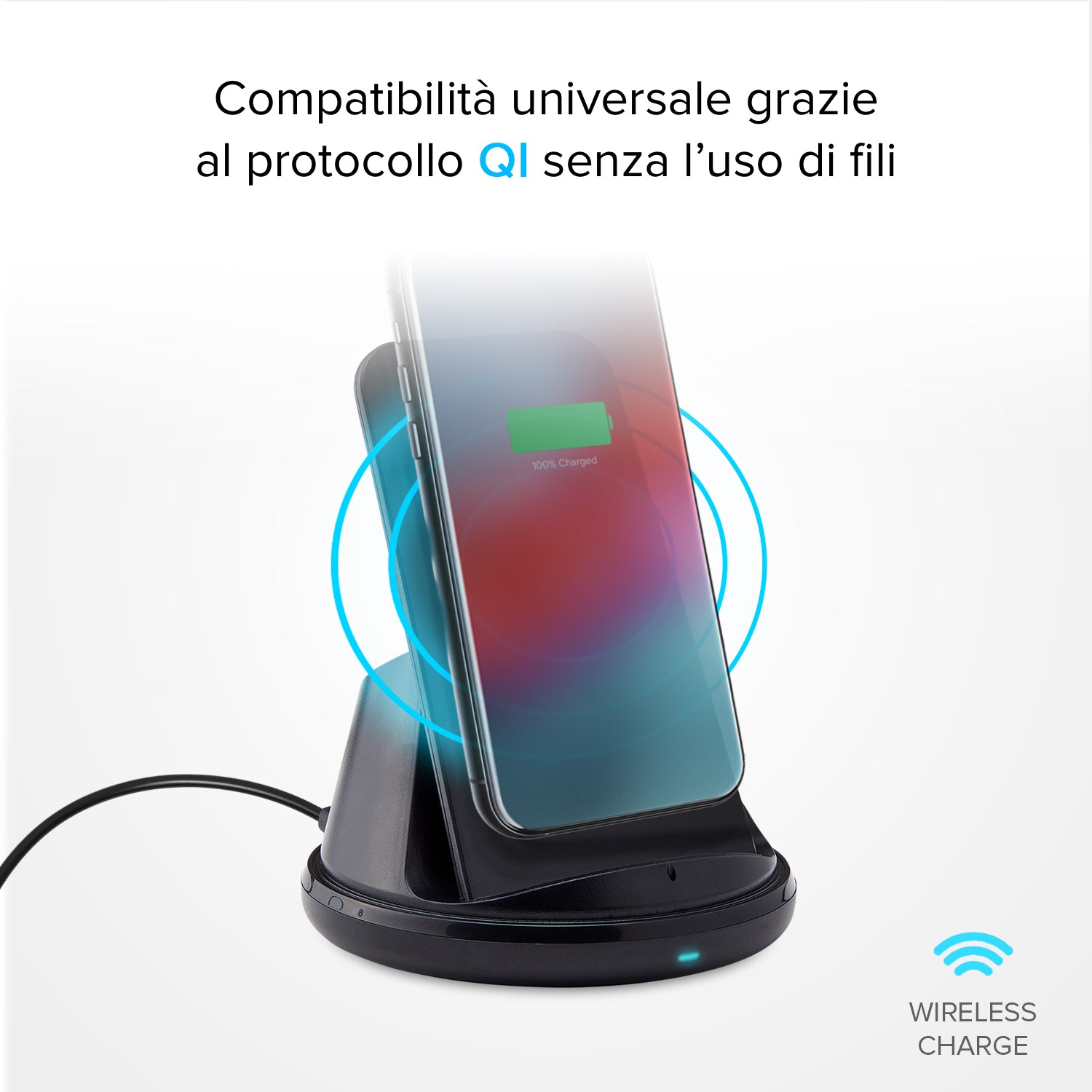 Caricatore Qi Wireless con microfono e speaker integrati
