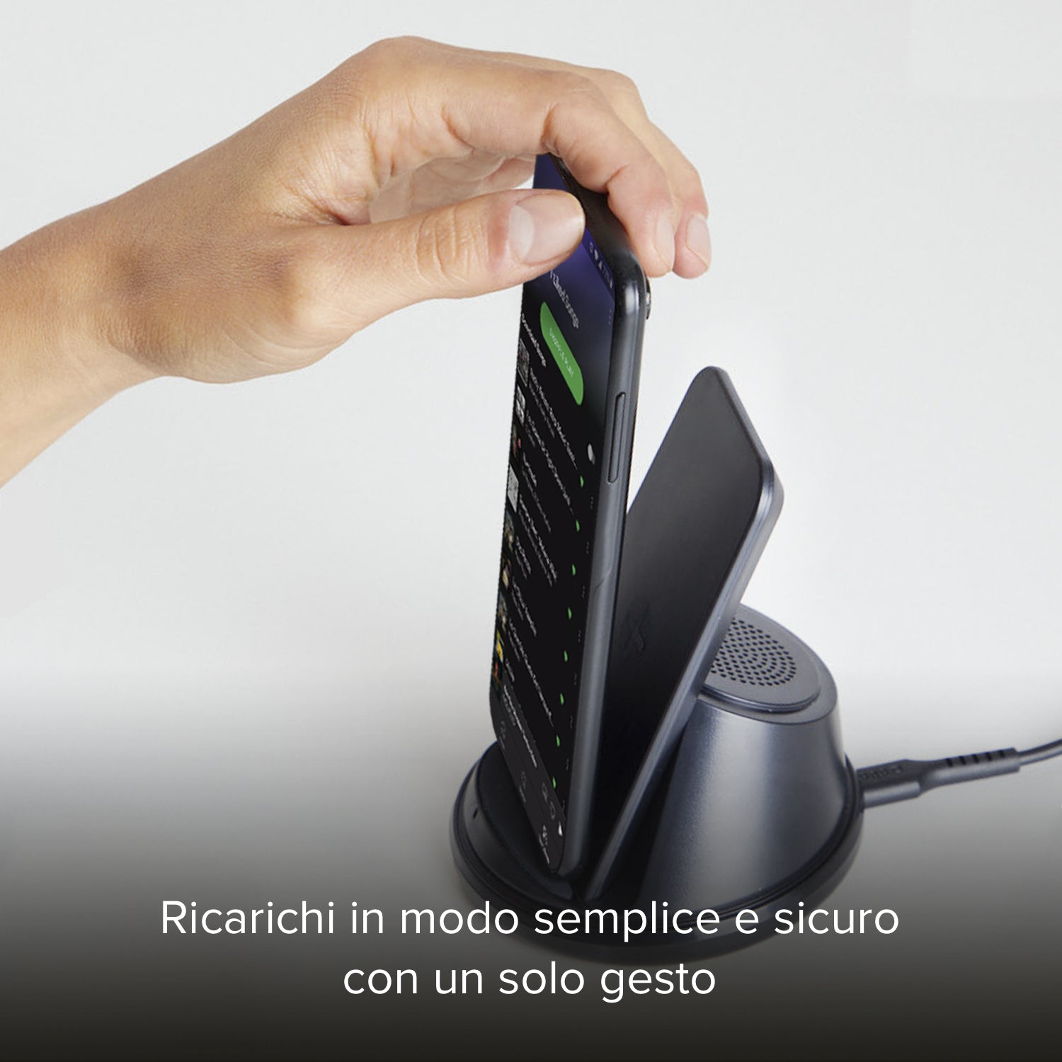 Caricatore Qi Wireless con microfono e speaker integrati
