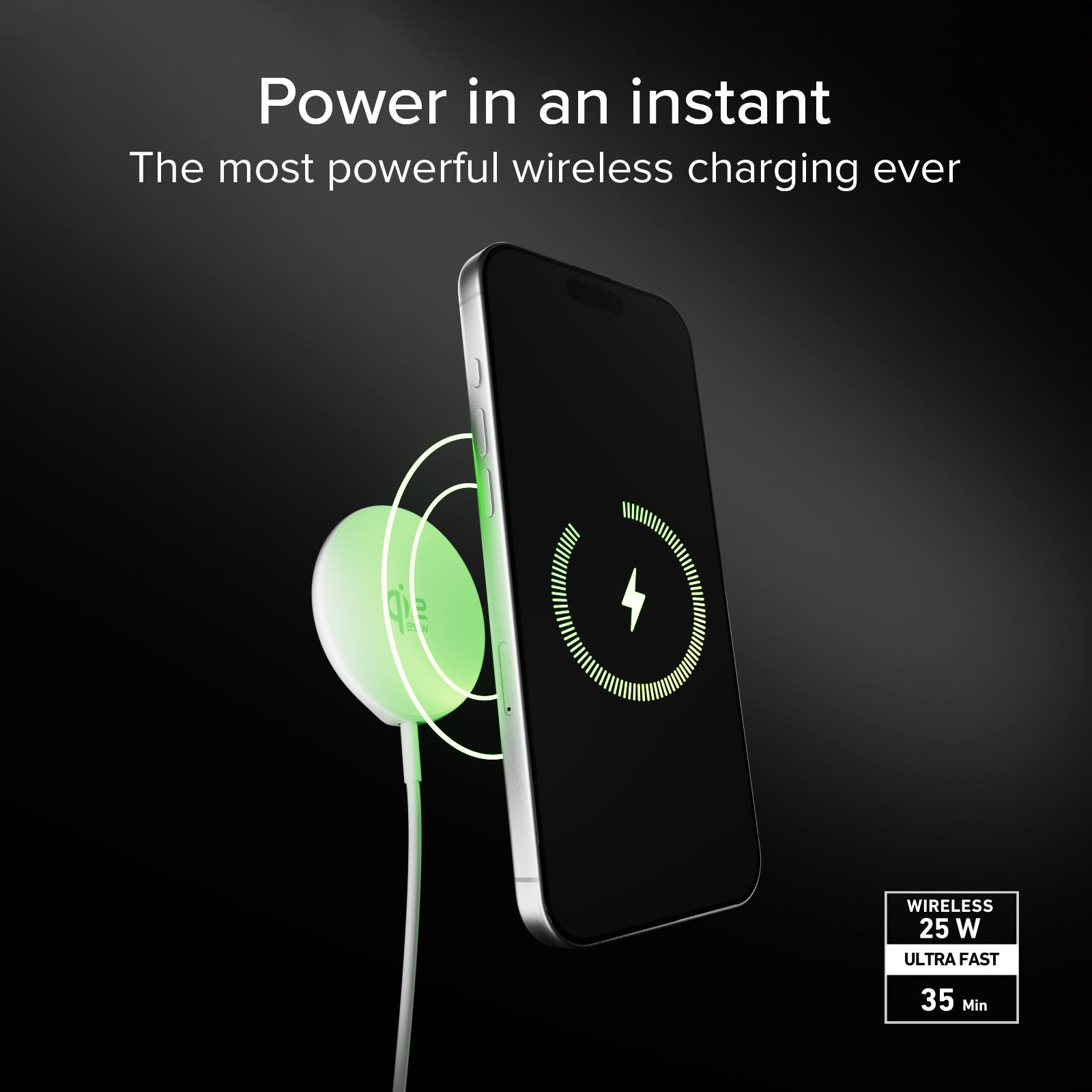 Chargeur sans fil compatible Magsafe Qi2.2 25 W avec câble USB-C intégré