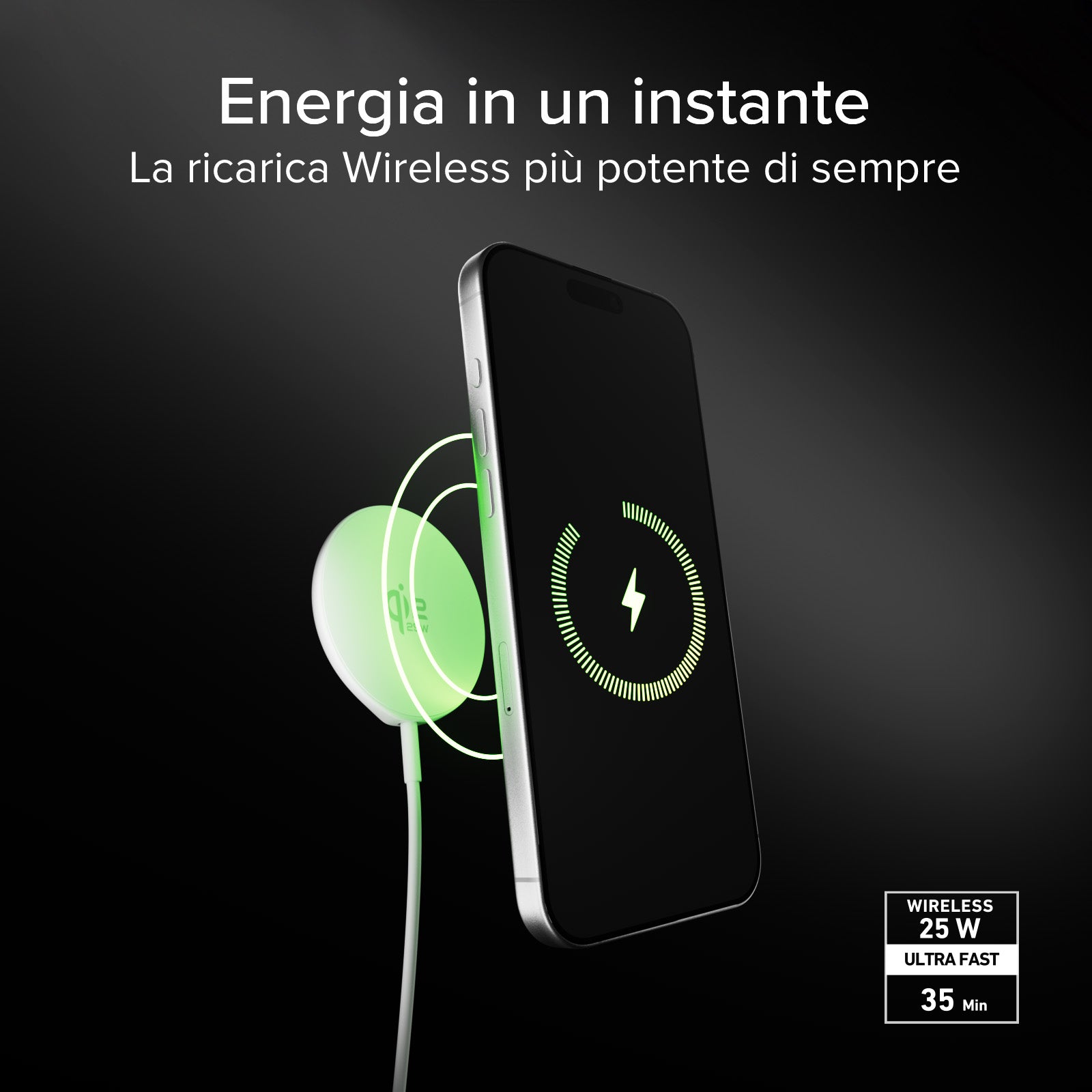 Chargeur sans fil compatible Magsafe Qi2.2 25 W avec câble USB-C intégré