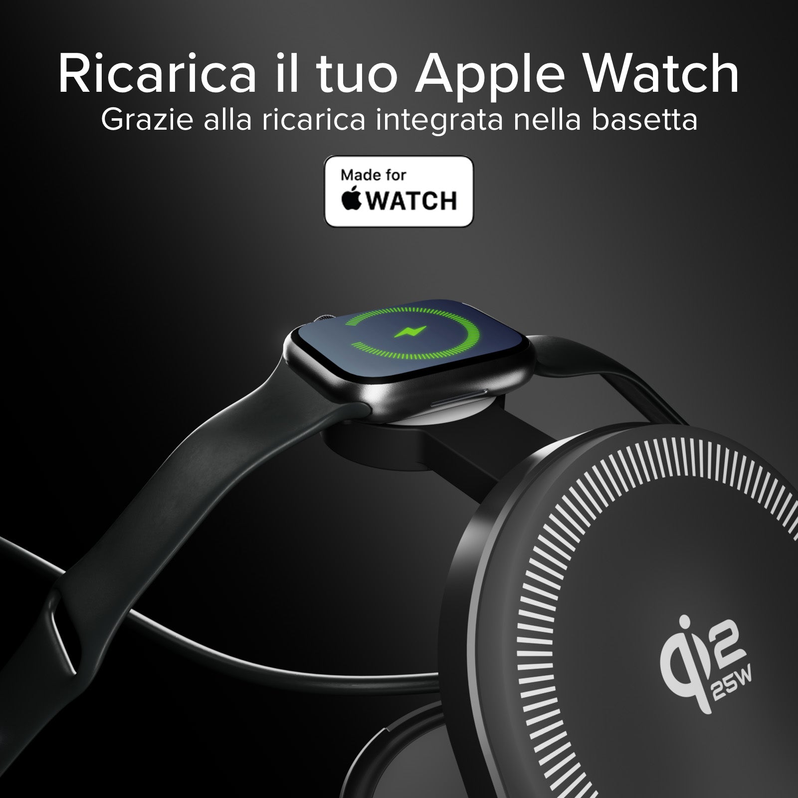 Stazione di ricarica wireless 3-in-1 Qi2.2 25 W per iPhone, Apple Watch e cuffie