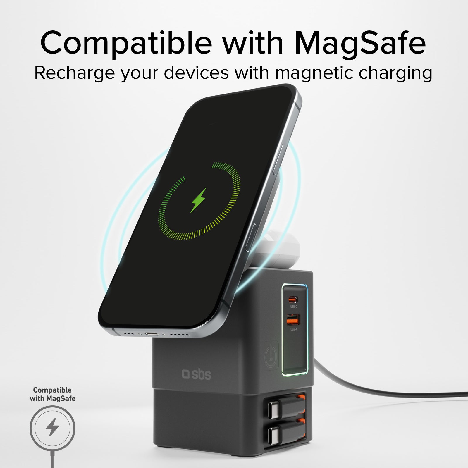 Power Dock Wireless 6 in 1 100W compatibile MagSafe