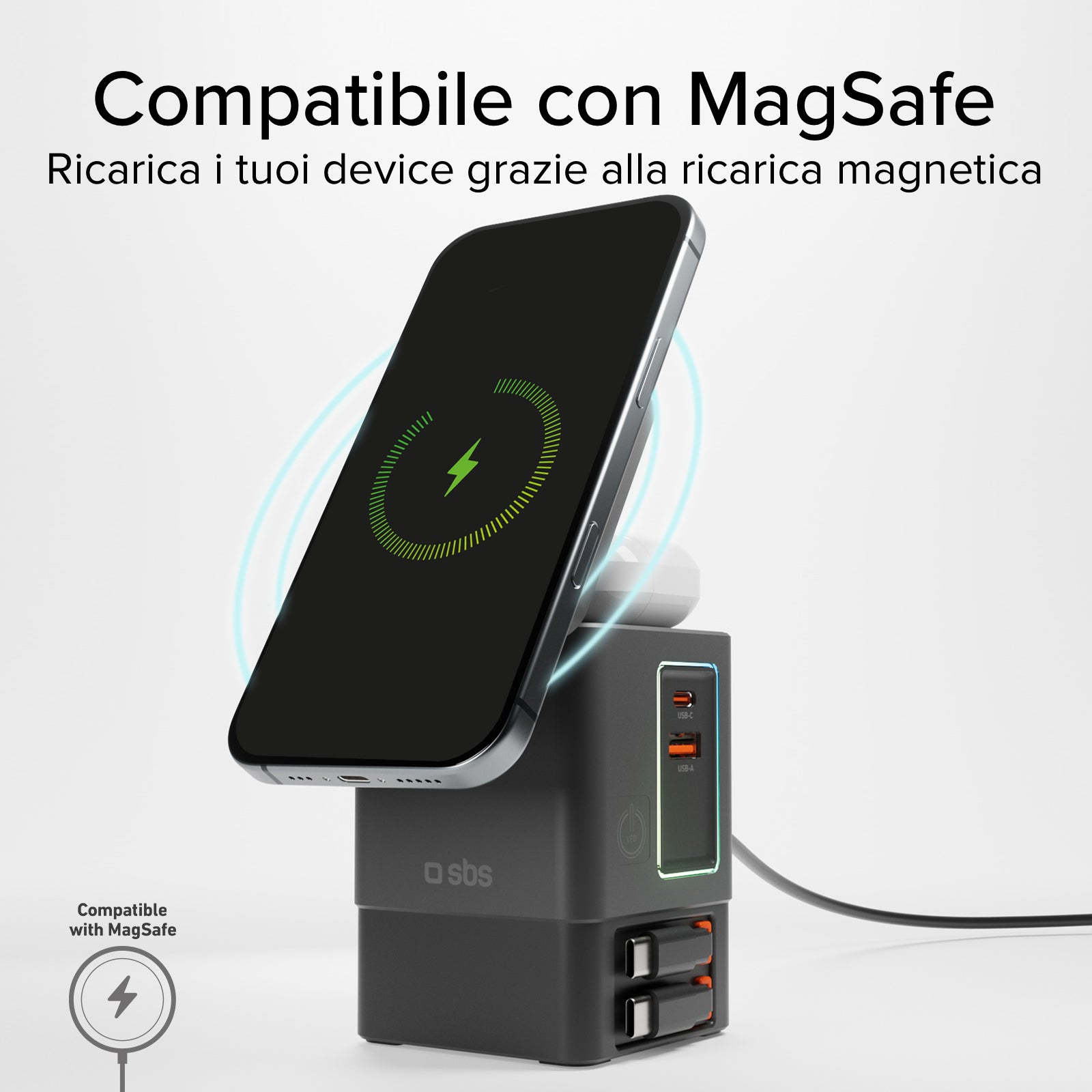 Power Dock Wireless 6 in 1 100W compatibile MagSafe