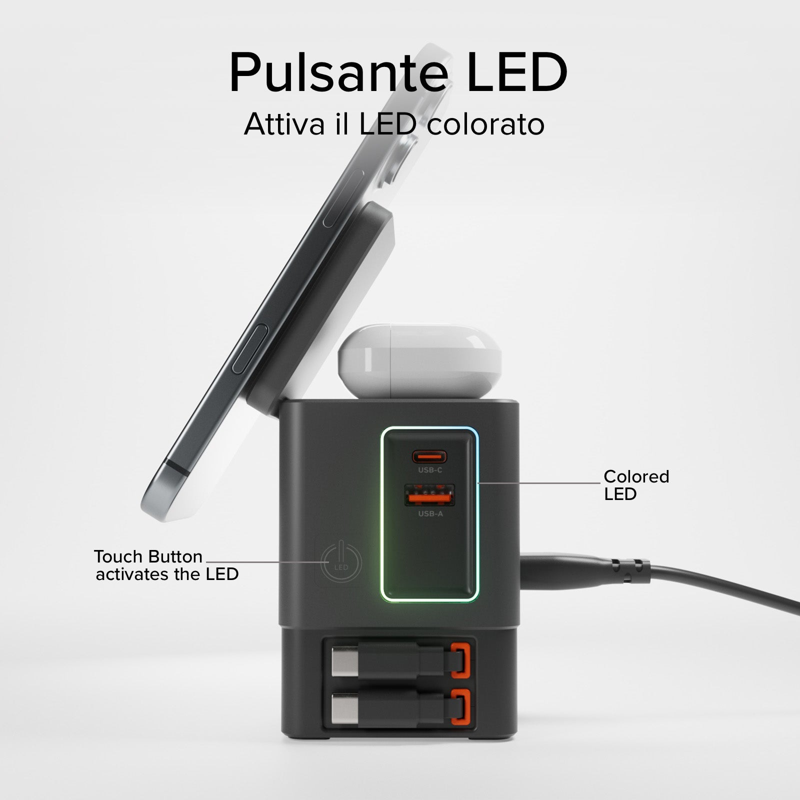 Base de carga inalámbrica 6 en 1 100W compatible con MagSafe