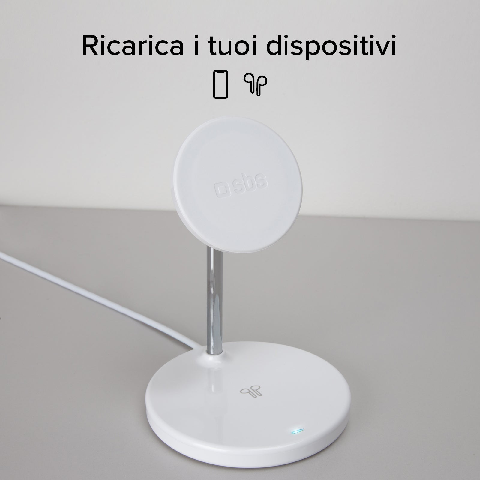 Stazione ricarica wireless 2 in 1 per iPhone, Android, AirPods, auricolari TWS