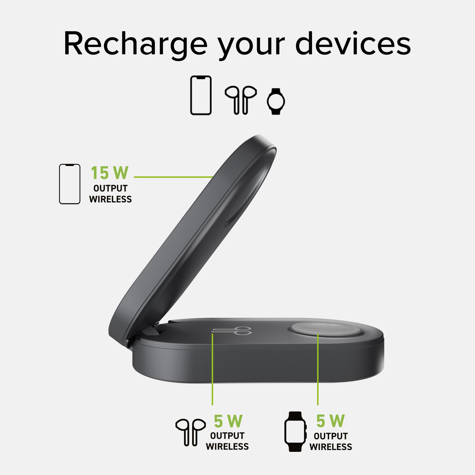 Caricatore Wireless Power Dock 3 in 1