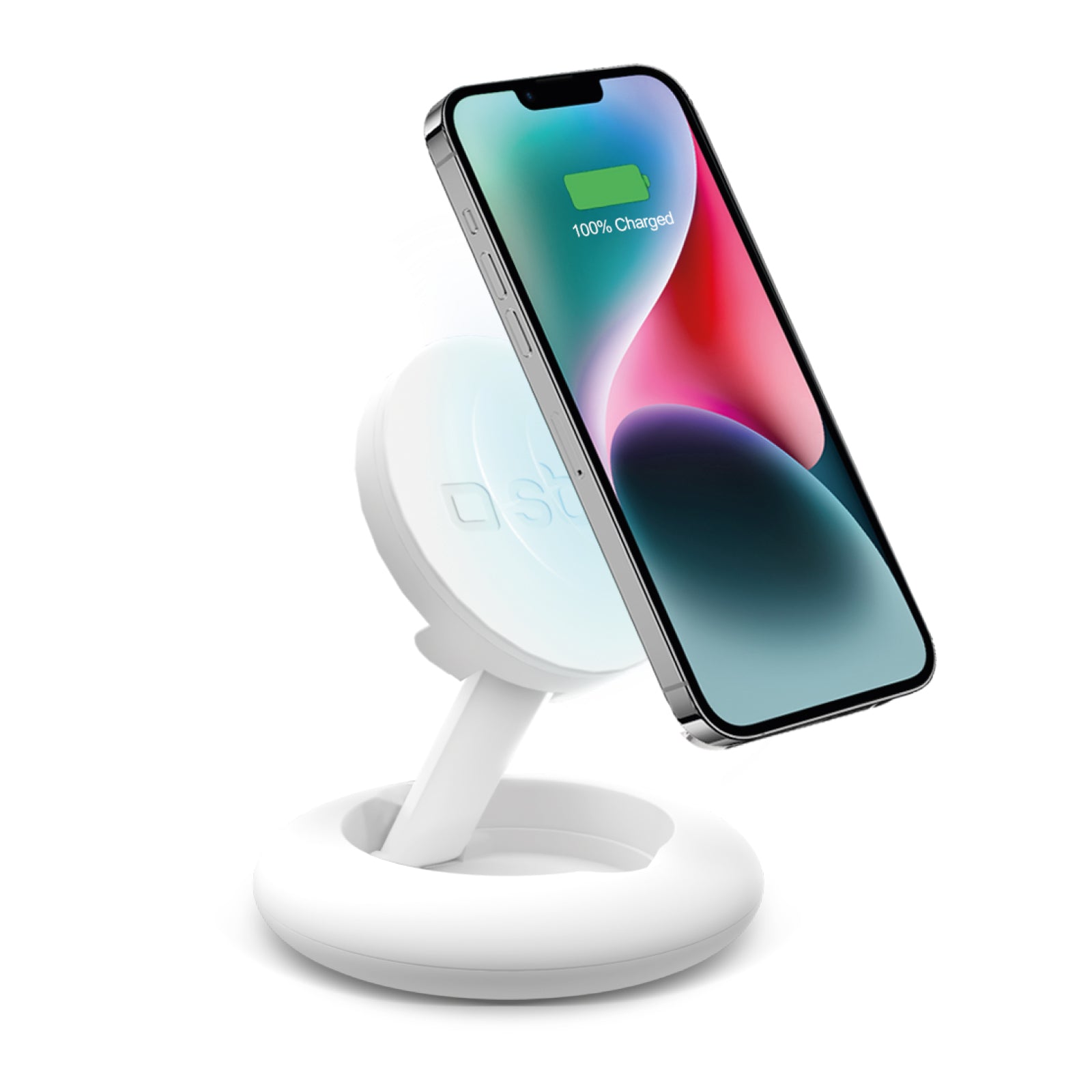 Desktop phone stand with integrated wireless charger SBS