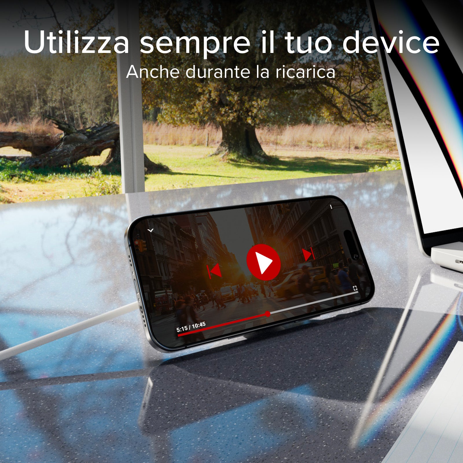 Base de carga inalámbrica MagSafe de 15 W compatible con Qi2 y con función de soporte