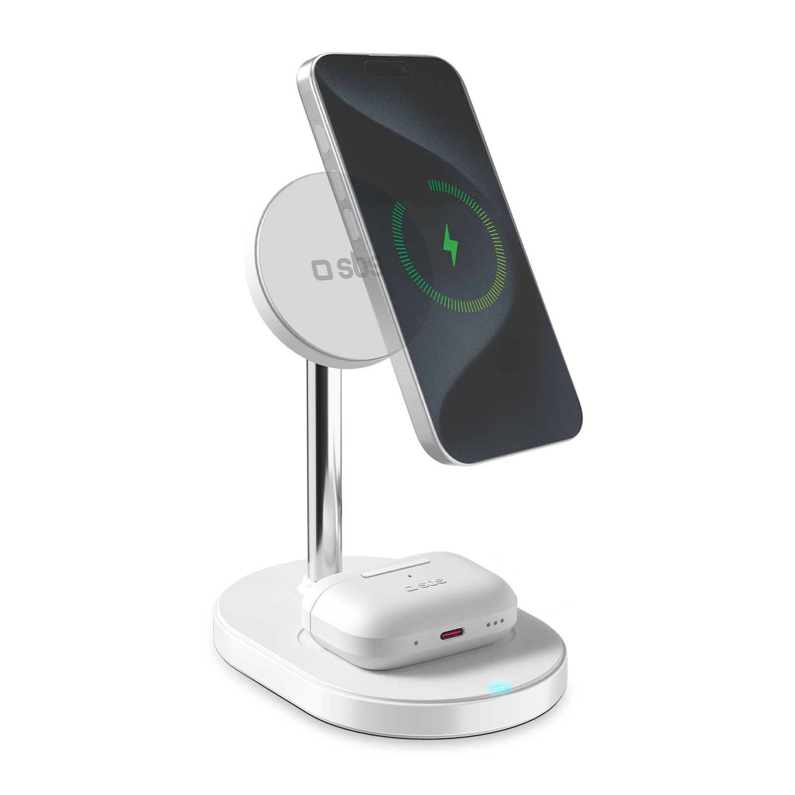 Kit de estación de carga inalámbrica vertical Qi2.2 de 35W con cargador USB-C Power Delivery y cable de 1,5 m