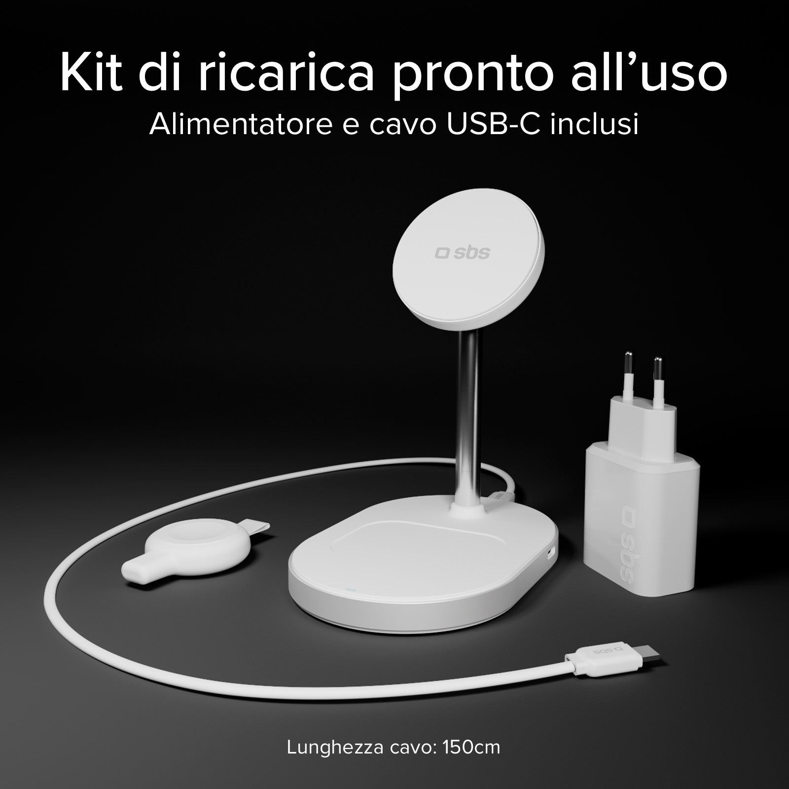 Stazione di ricarica wireless Qi2.2 per smartphone, auricolari wireless e smartwatch
