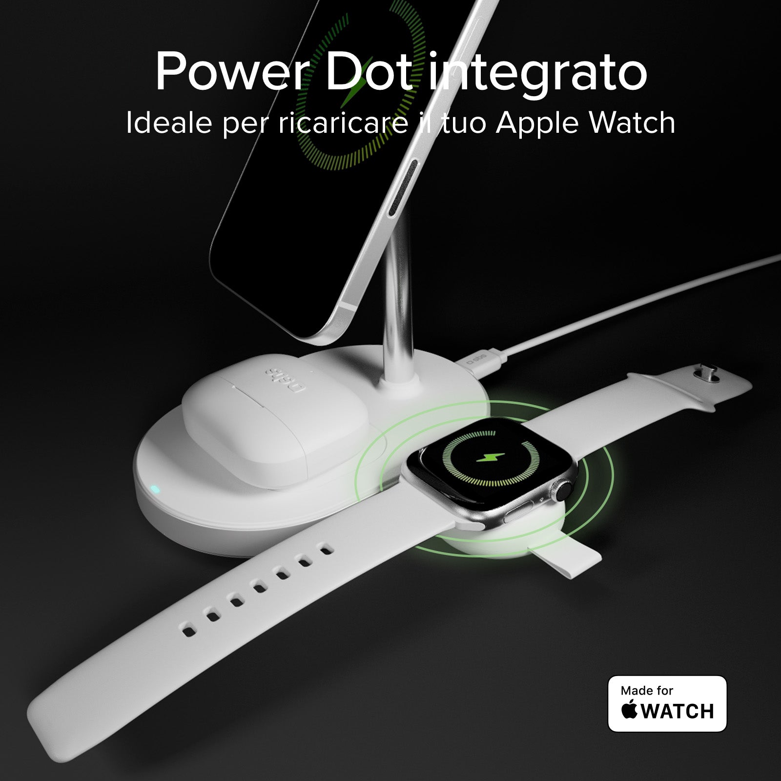 Stazione di ricarica wireless Qi2.2 per smartphone, auricolari wireless e smartwatch