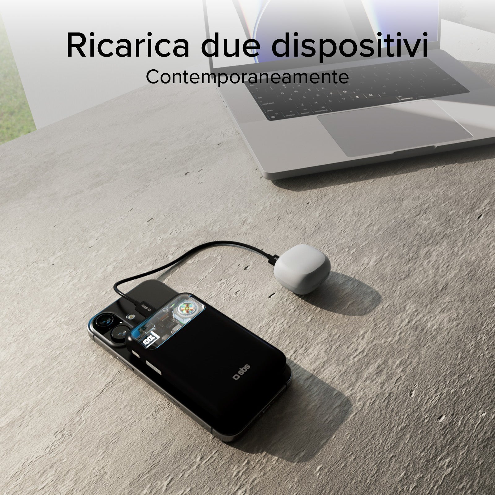 Power bank wireless da 10.000 mAh con ventola di raffreddamento