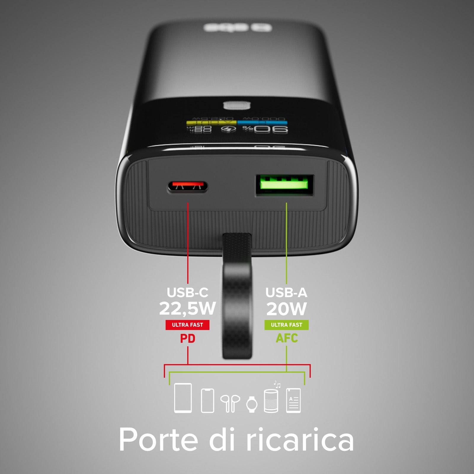 Power Bank 10.000 mAh mit LCD PD 20W