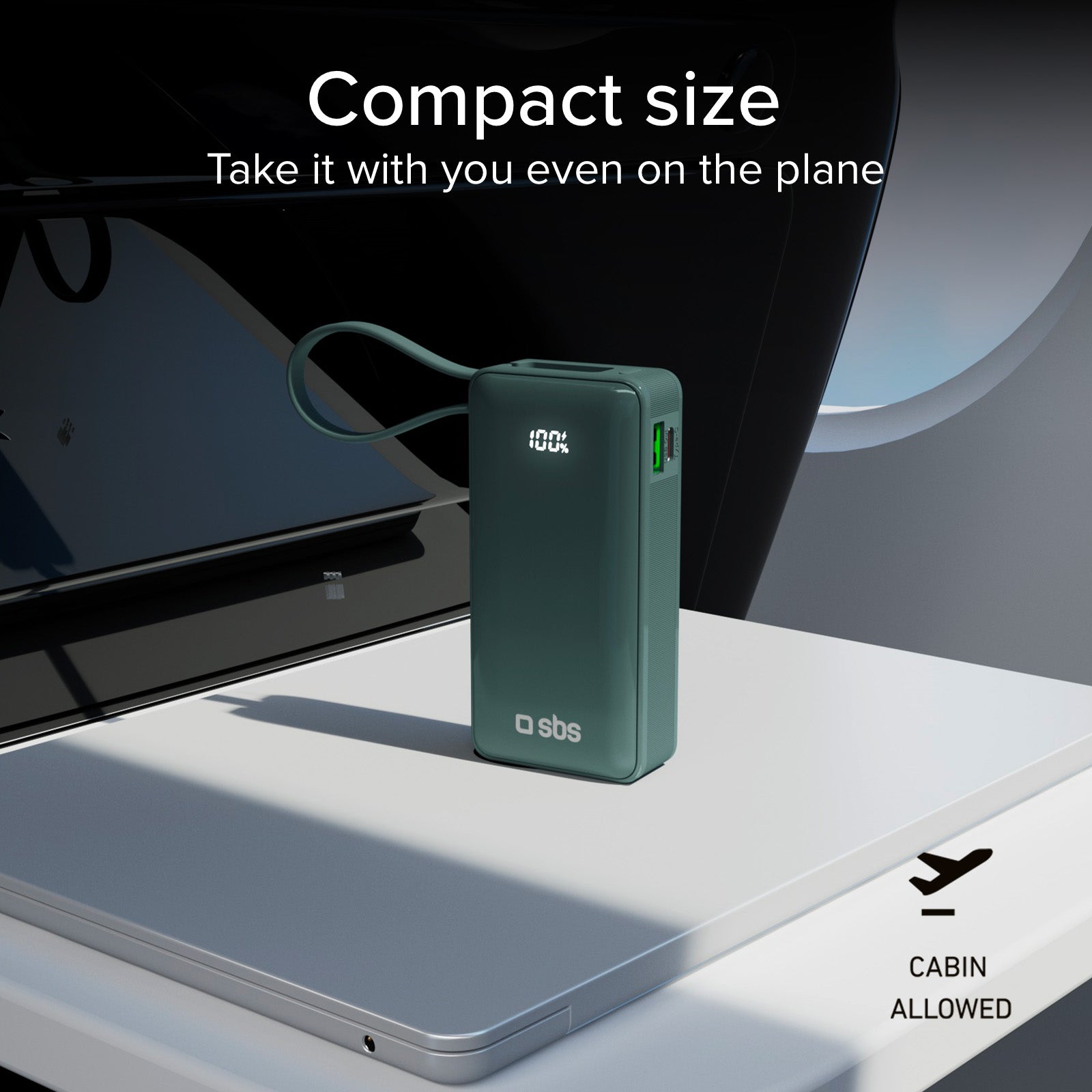 Power bank 10.000 mAh con cable USB-C integrado