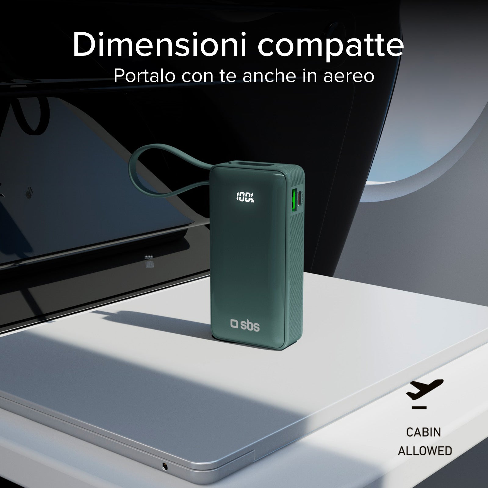 Power bank 10.000 mAh con cavo USB-C integrato