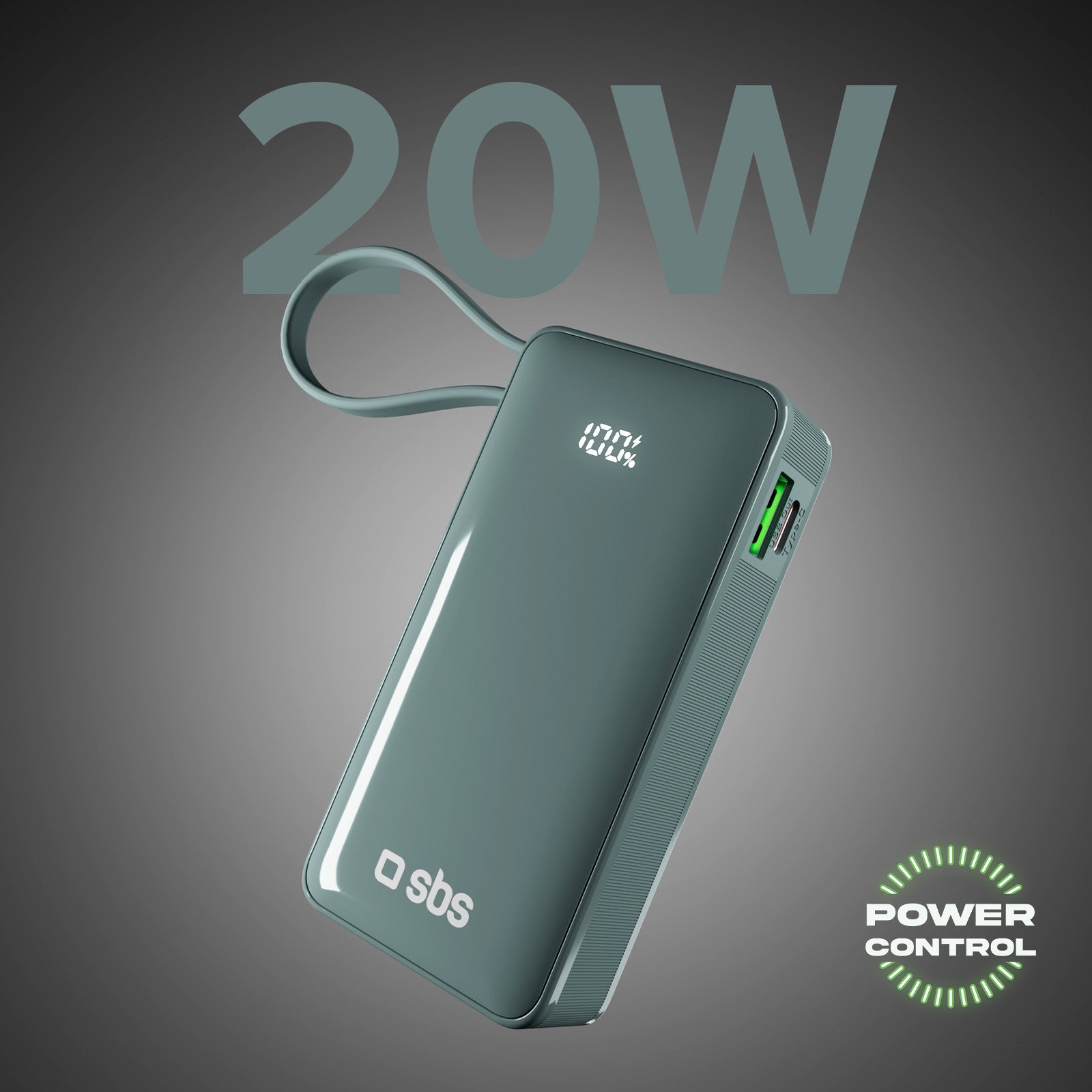 Power bank 10.000 mAh con cavo USB-C integrato