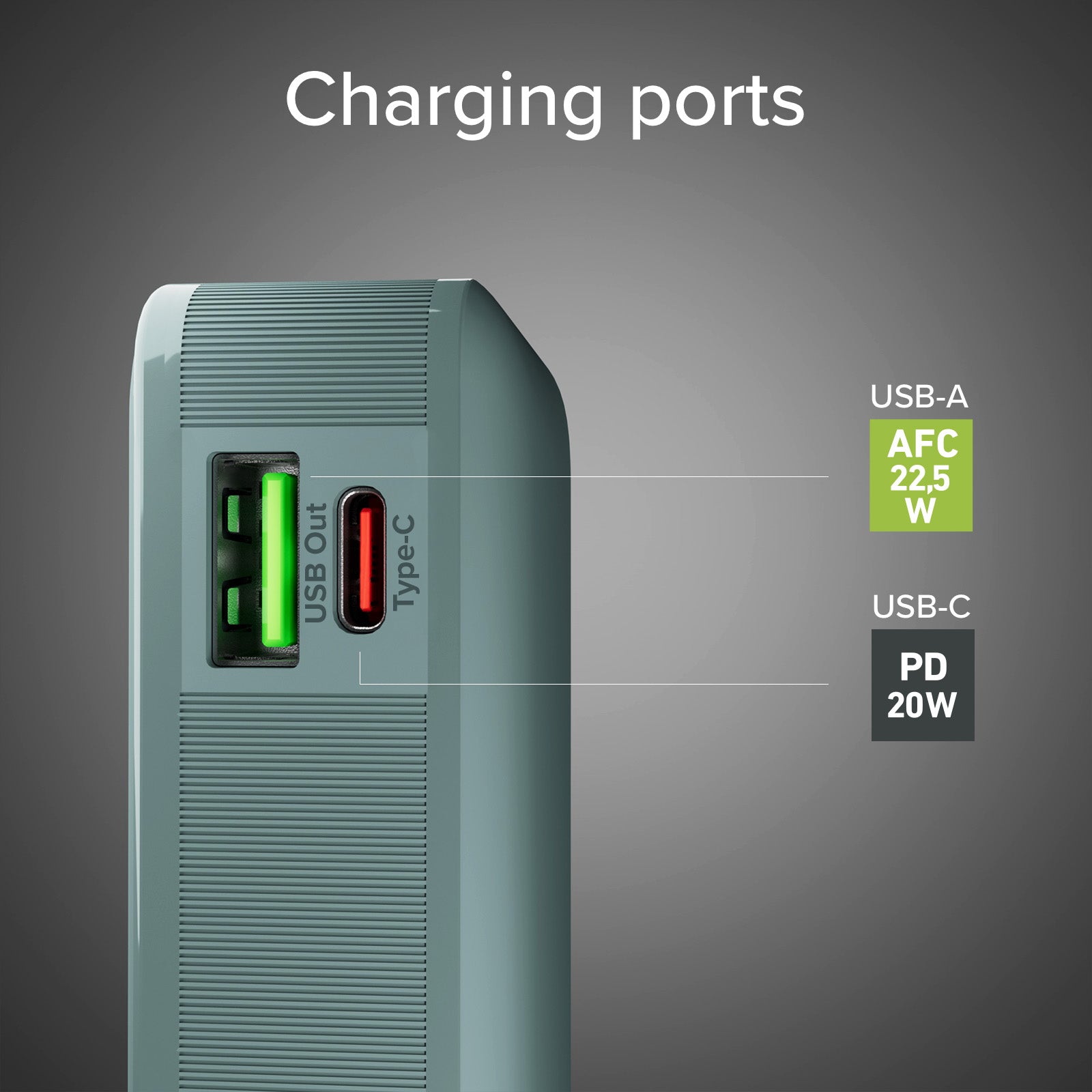Power bank 10.000 mAh con cavo USB-C integrato