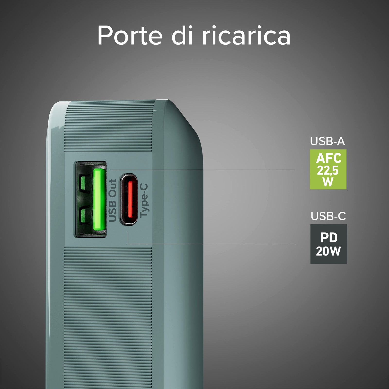 Power bank 10.000 mAh con cavo USB-C integrato