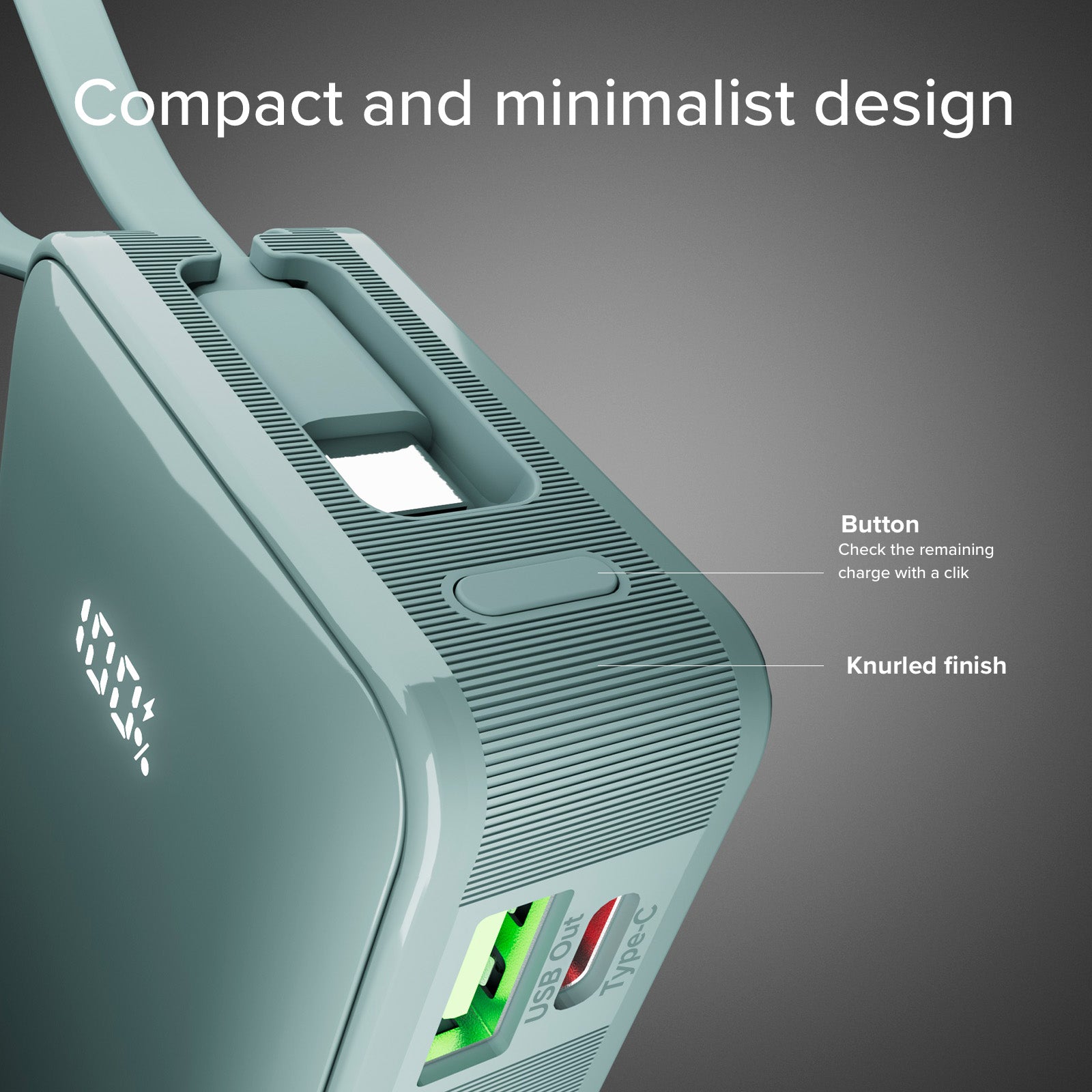 Power bank 10.000 mAh con cable USB-C integrado
