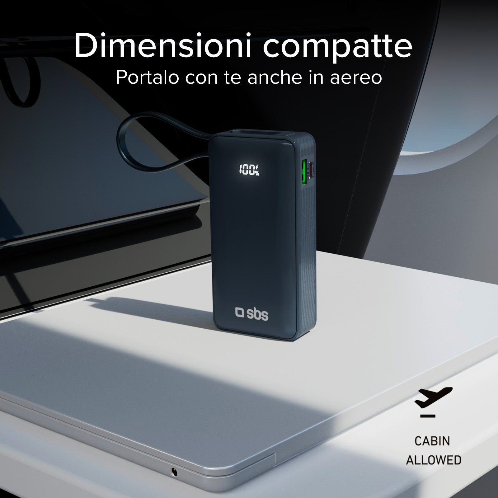 Power bank 10.000 mAh con cable USB-C integrado