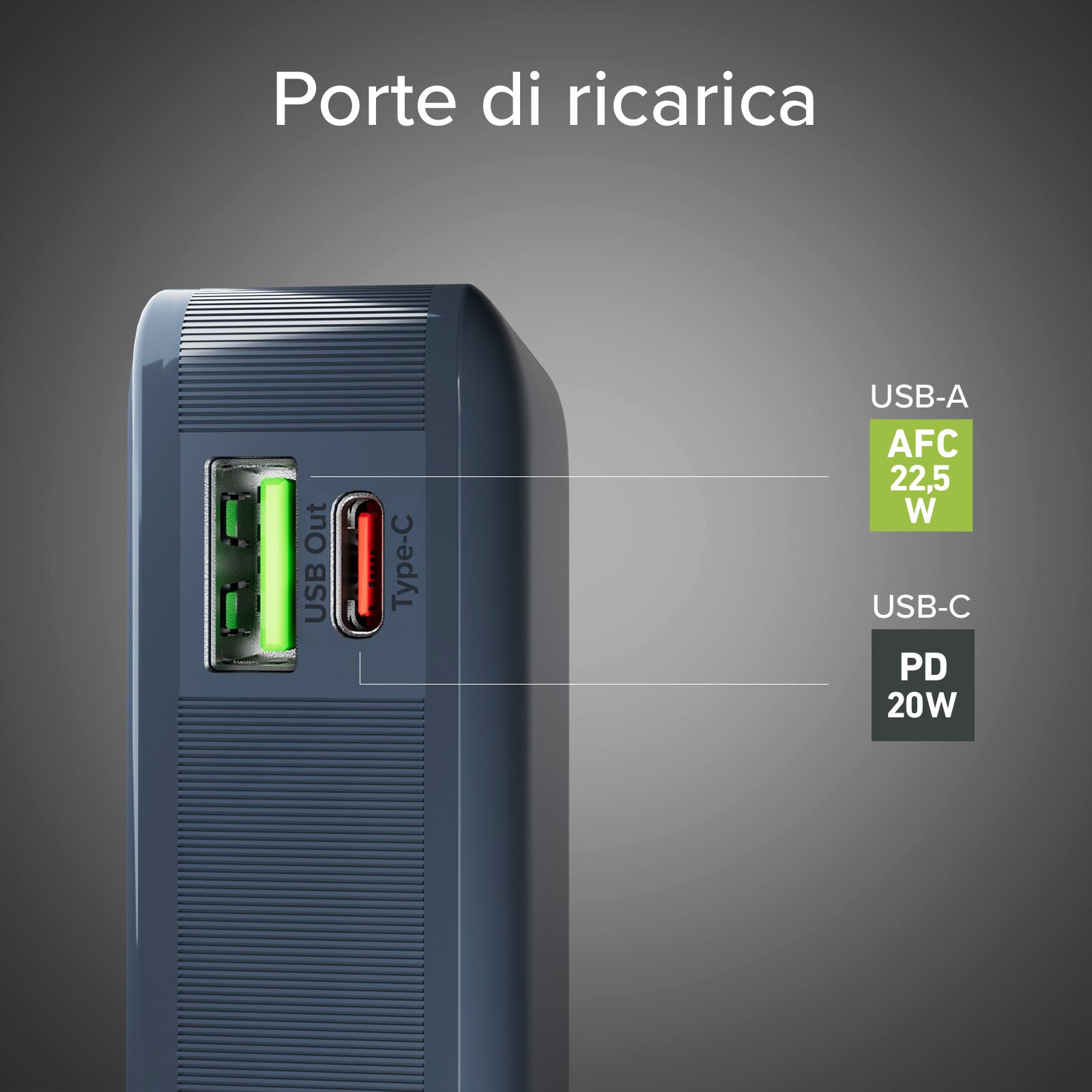 Power bank 10.000 mAh con cable USB-C integrado