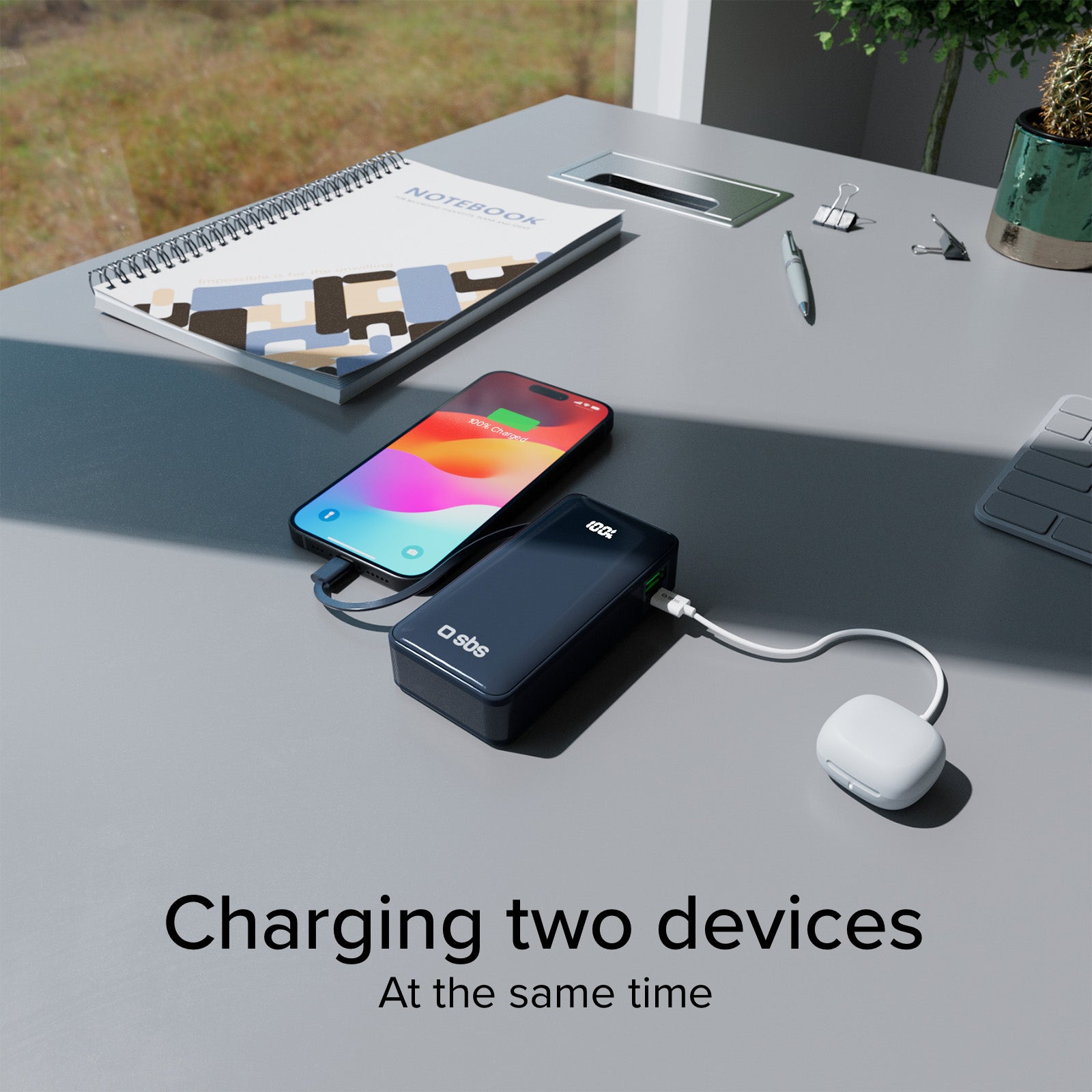 Power bank 10.000 mAh con cable USB-C integrado
