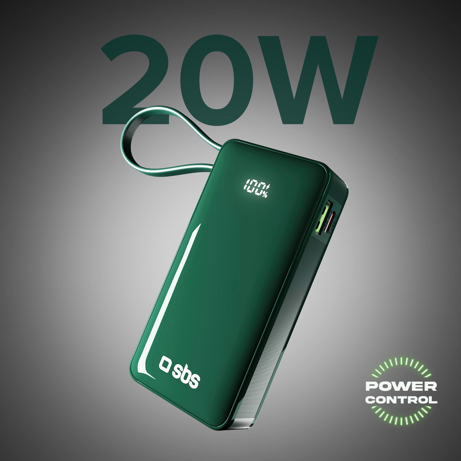 Power bank 10.000 mAh con cable USB-C integrado