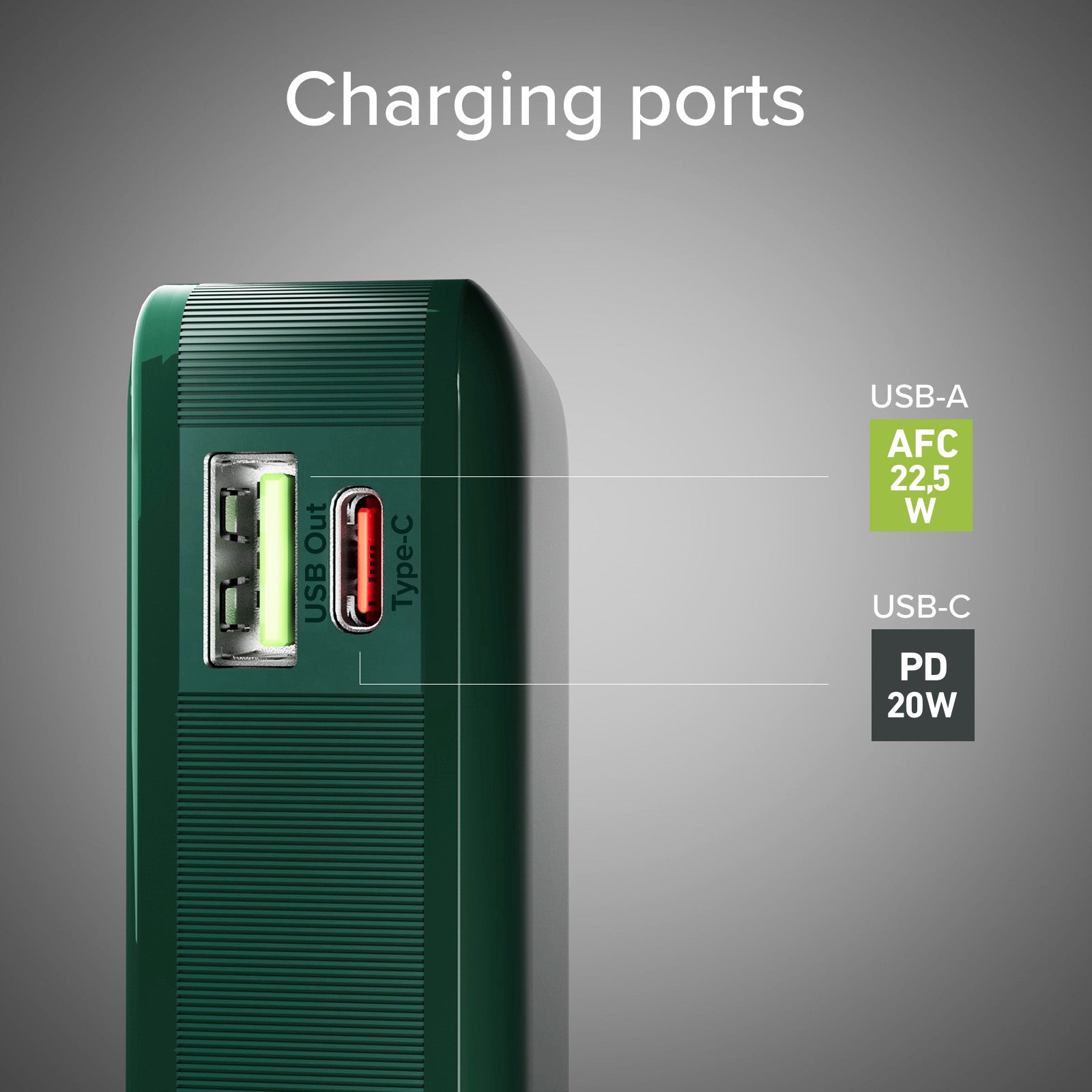 Power bank 10.000 mAh con cable USB-C integrado