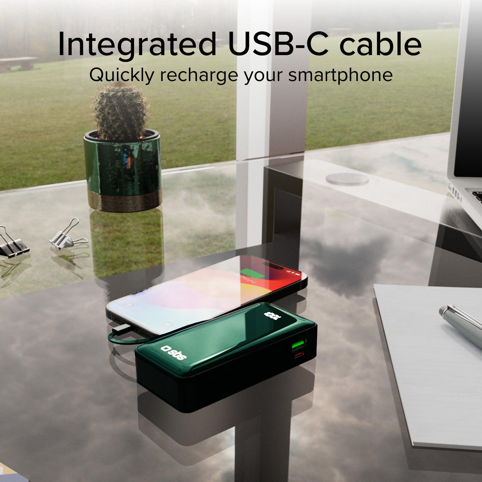 Power bank 10.000 mAh con cable USB-C integrado