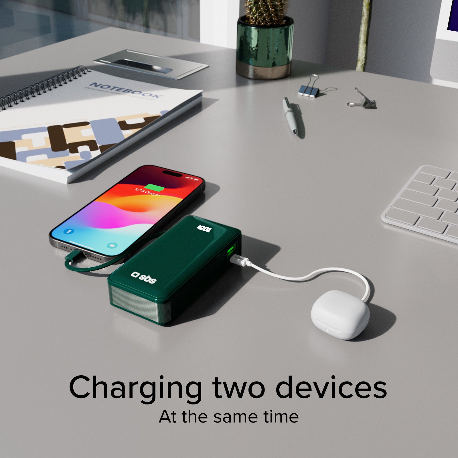 Power bank 10.000 mAh con cable USB-C integrado