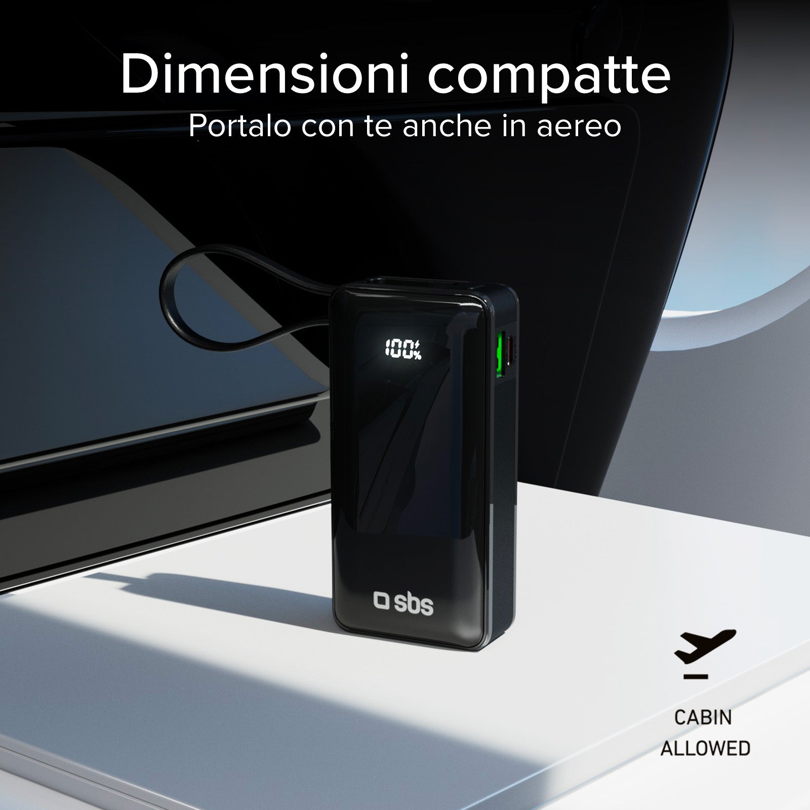 Power bank 10.000 mAh con cable USB-C integrado