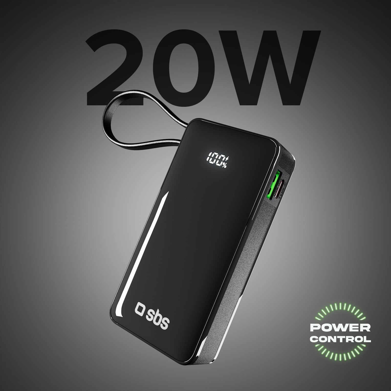 Power bank 10.000 mAh con cable USB-C integrado