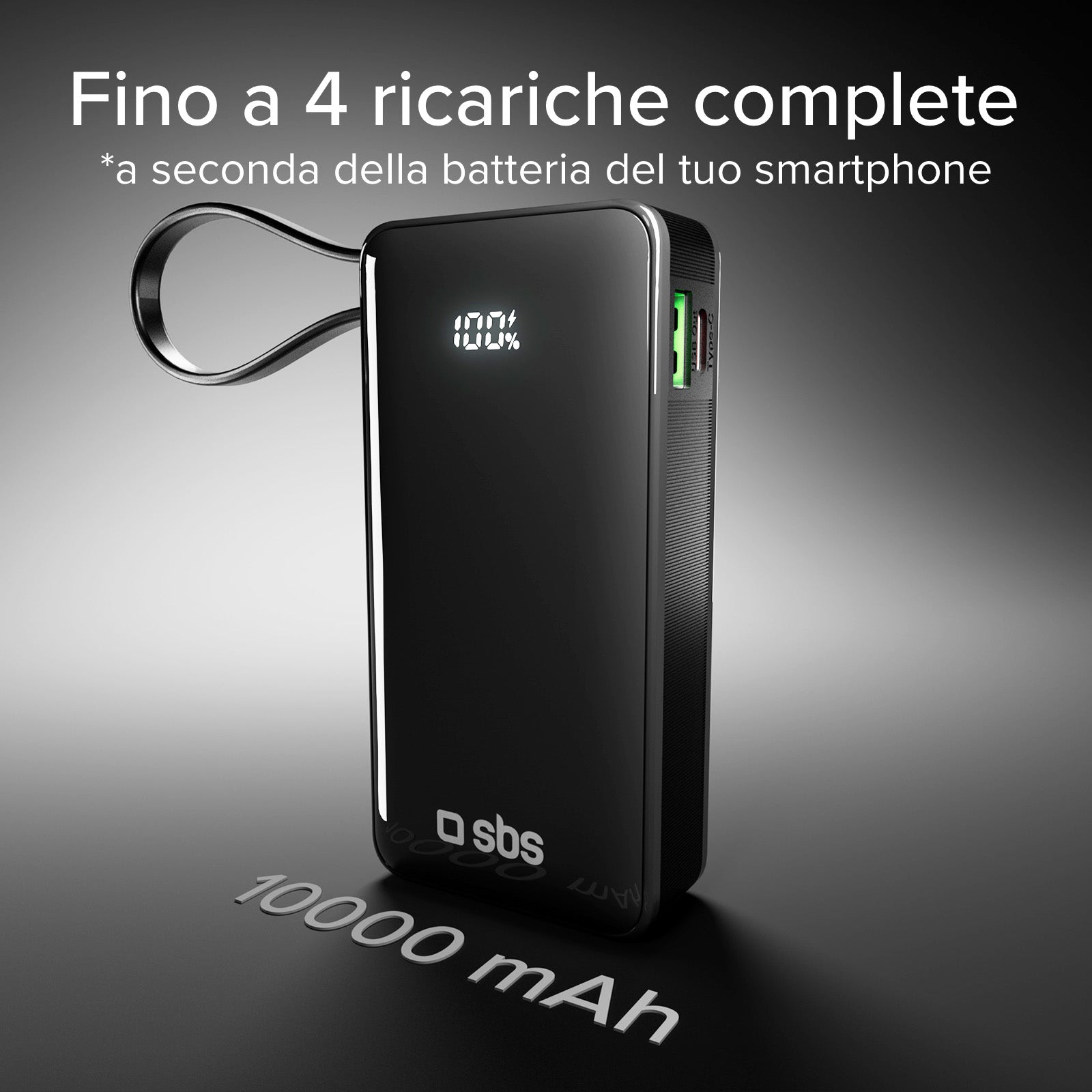 Power bank 10.000 mAh con cable USB-C integrado