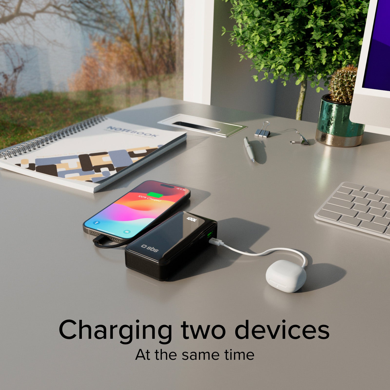 Power bank 10.000 mAh con cable USB-C integrado