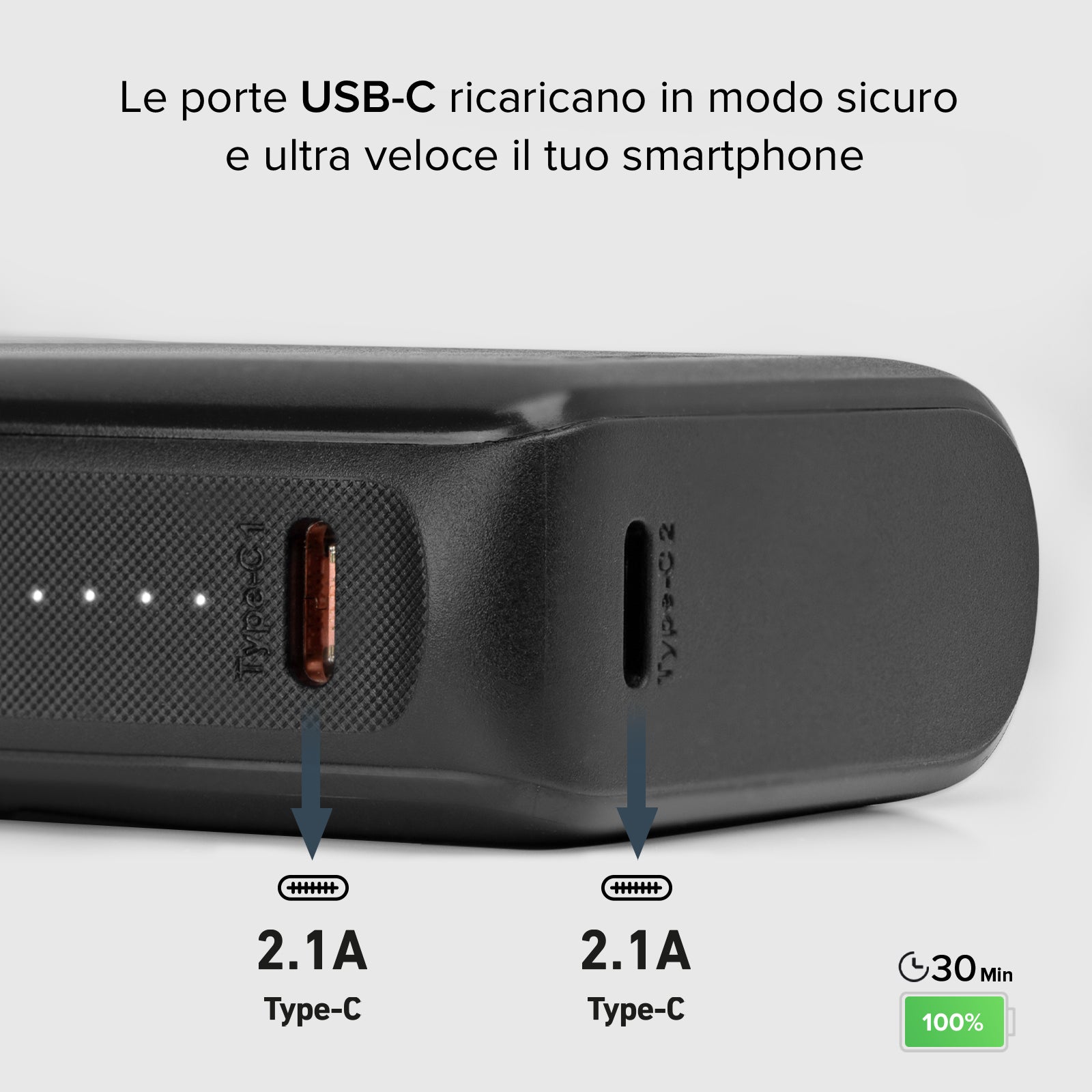 Power bank ultra compatto da 10000 mAh