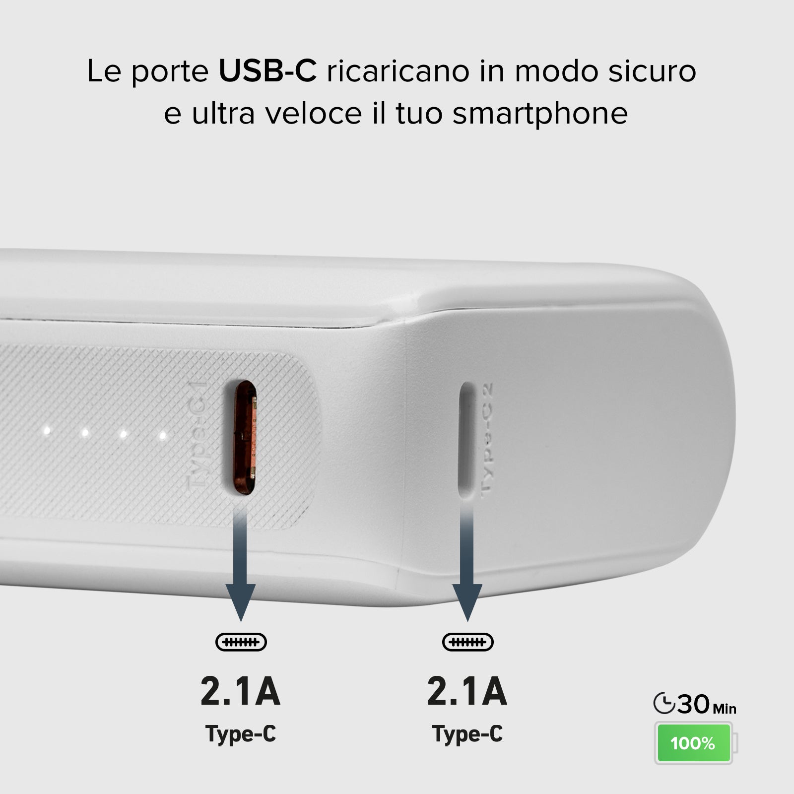 Power bank ultra compatto da 10000 mAh