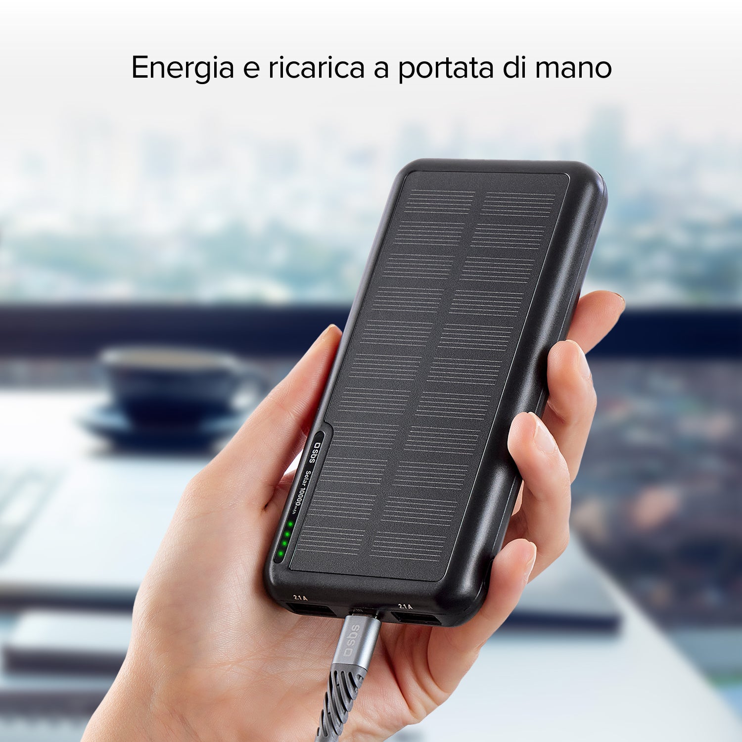 Power bank 10.000 mAh con pannello solare