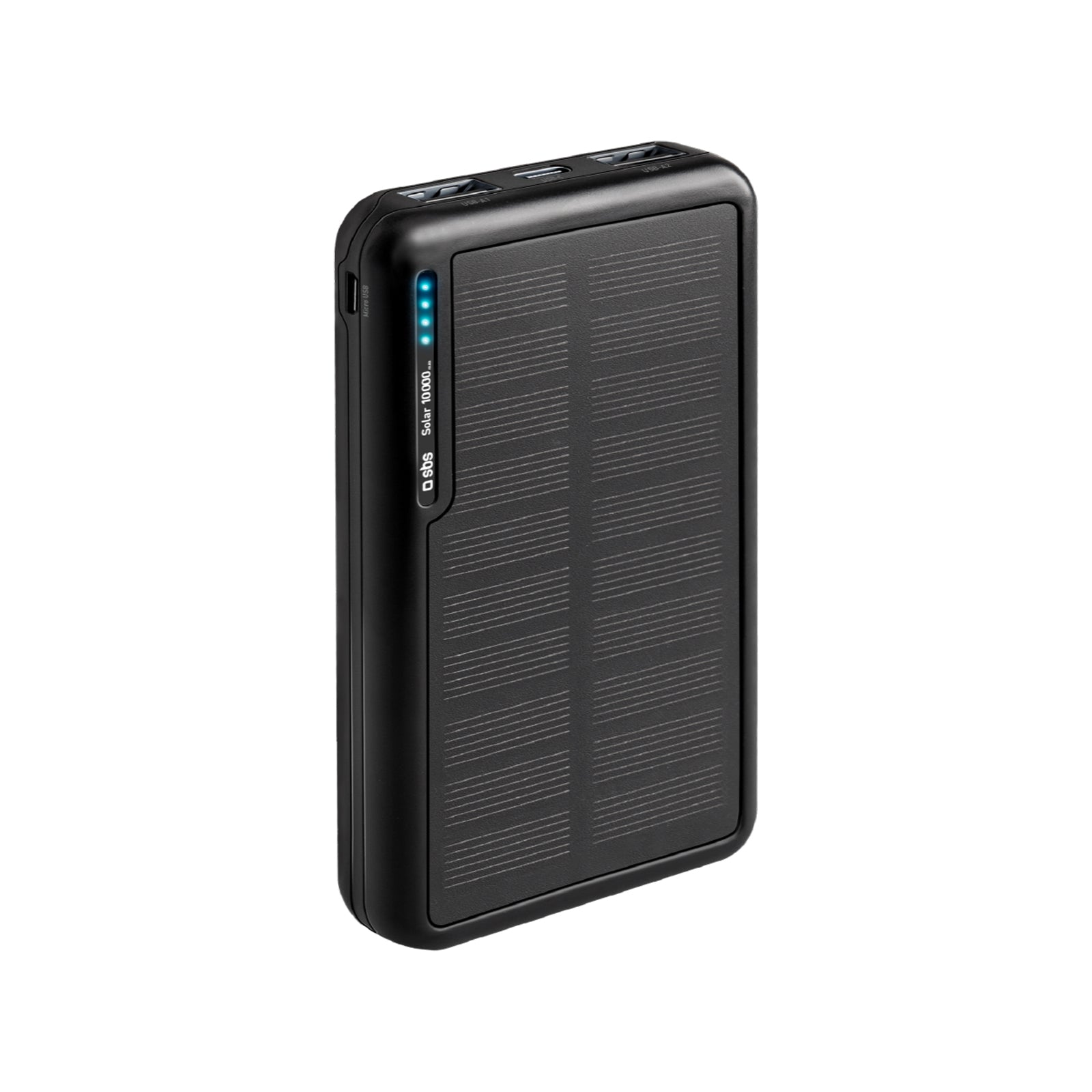 Power Bank Portatile 10000mAh Con Pannello Solare E 4 Cavi Integrati – Ricarica USB-C, USB-A, MicroUSB E Lightning
