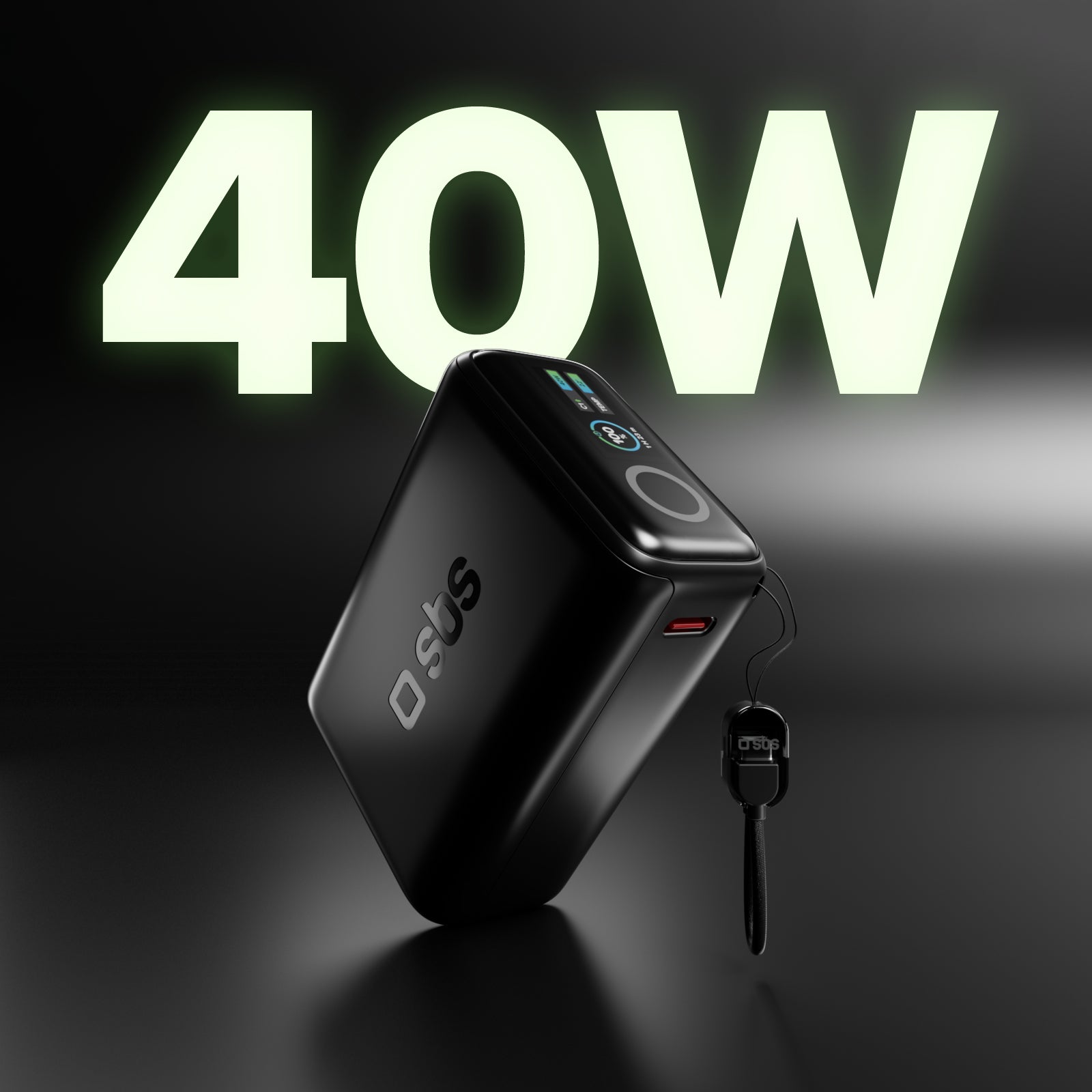 Batería externa 10000 mAh 40 W Power Delivery y AVS, con cable USB-C incluido y pantalla inteligente