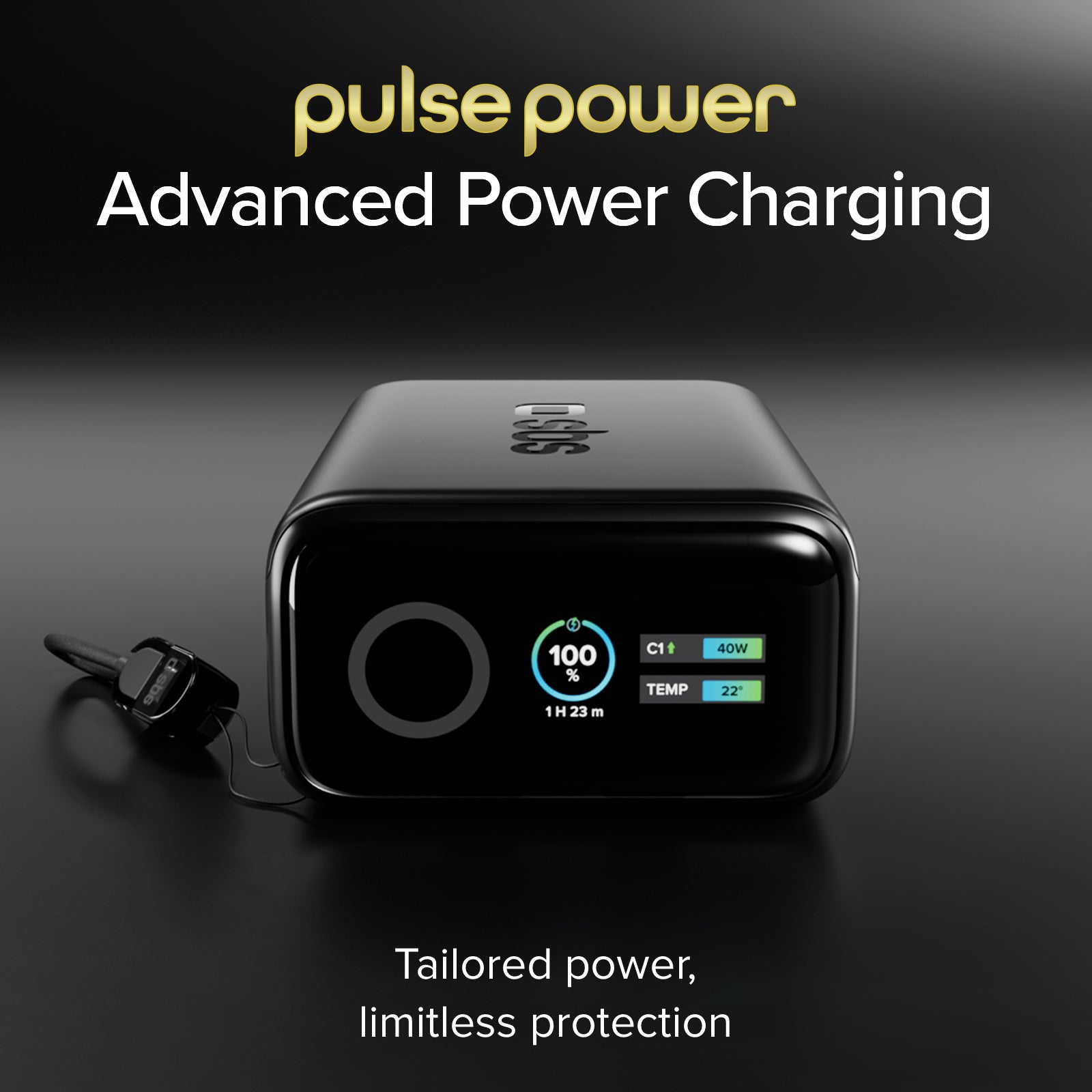 Batería externa 10000 mAh 40 W Power Delivery y AVS, con cable USB-C incluido y pantalla inteligente
