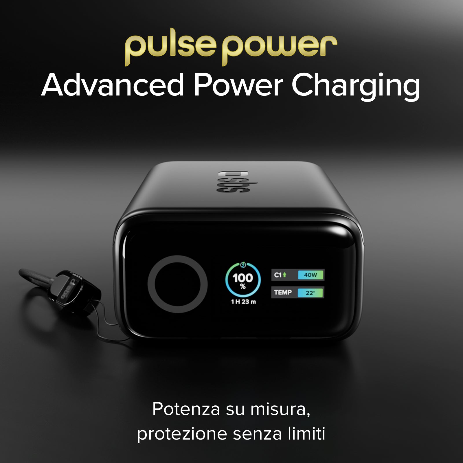 Batería externa 10000 mAh 40 W Power Delivery y AVS, con cable USB-C incluido y pantalla inteligente