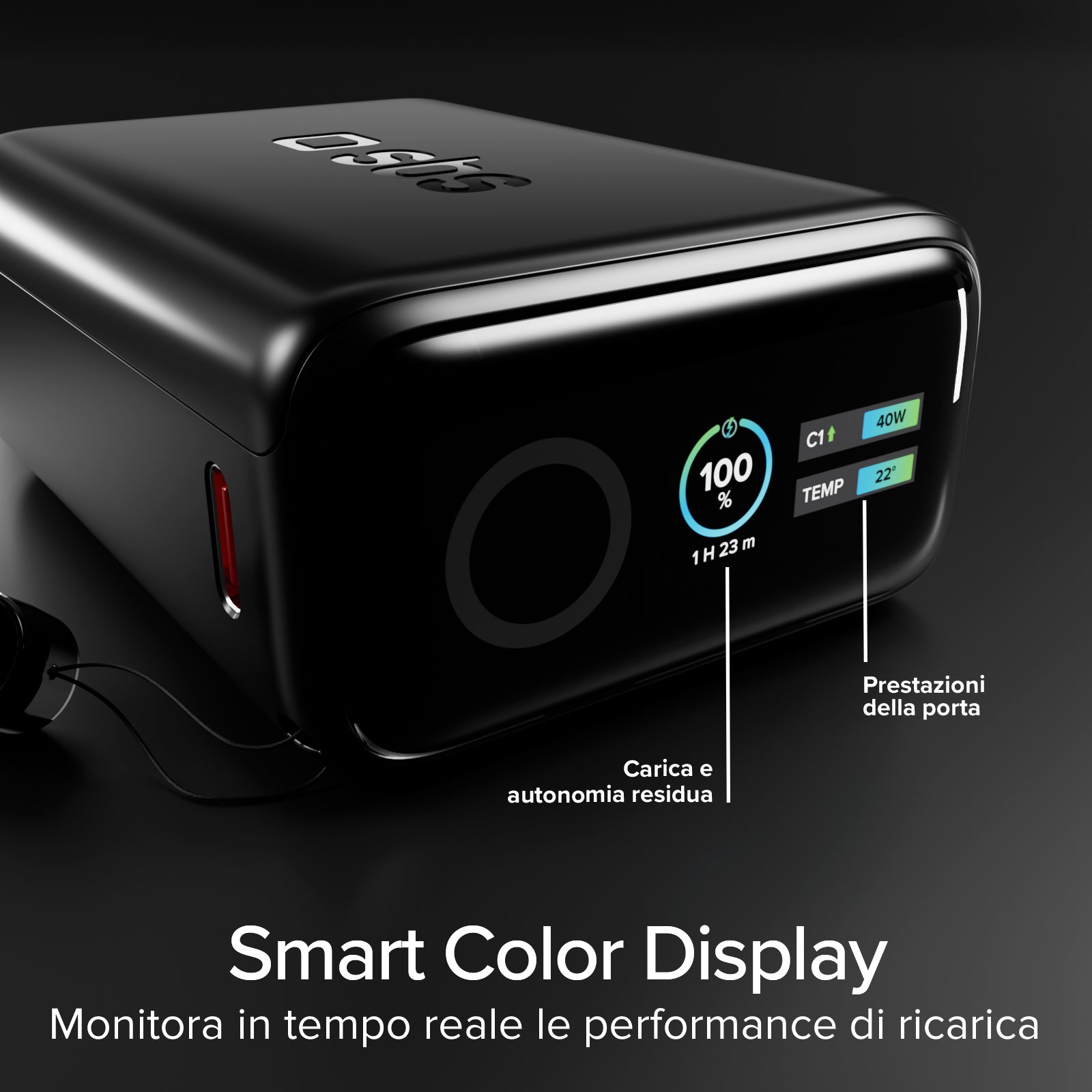 Batería externa 10000 mAh 40 W Power Delivery y AVS, con cable USB-C incluido y pantalla inteligente