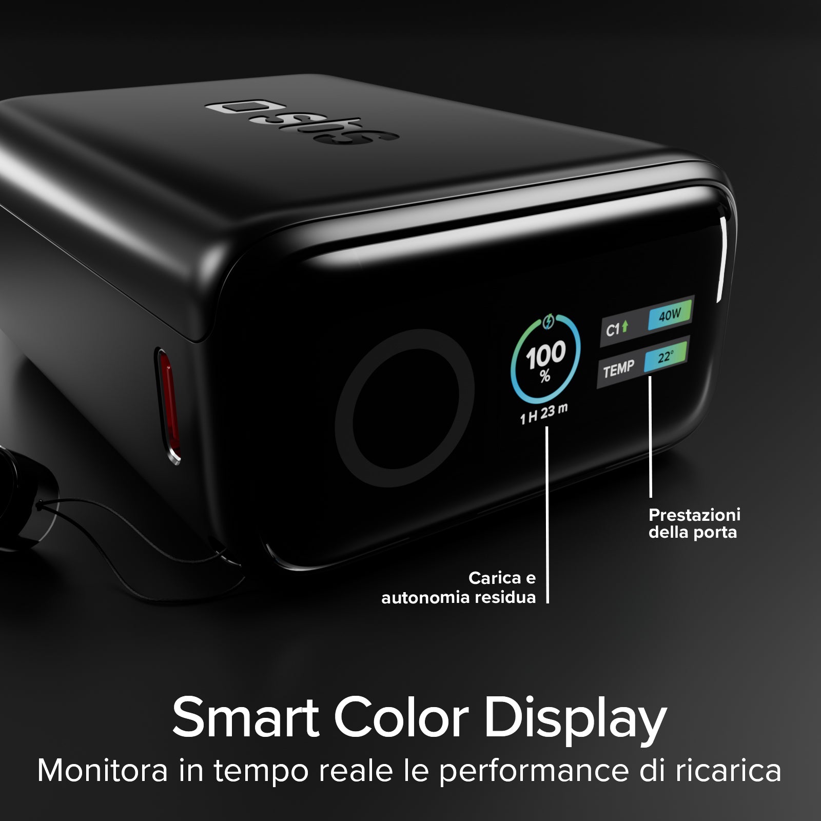 Batería externa 10000 mAh 40 W Power Delivery y AVS, con cable USB-C incluido y pantalla inteligente