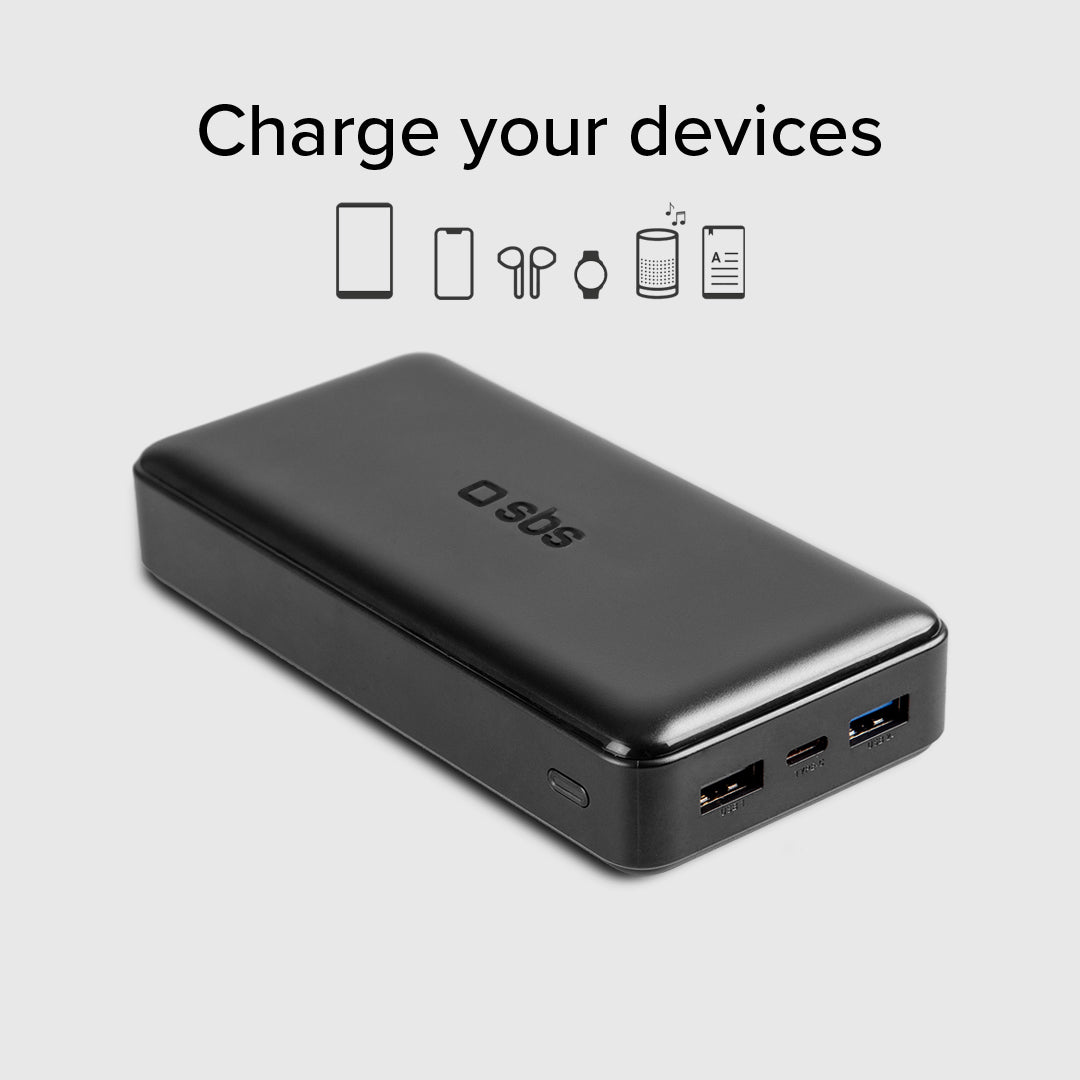 Power bank 20.000 mAh extra slim con porta USB 2.1A Intelligent Charge (IC)