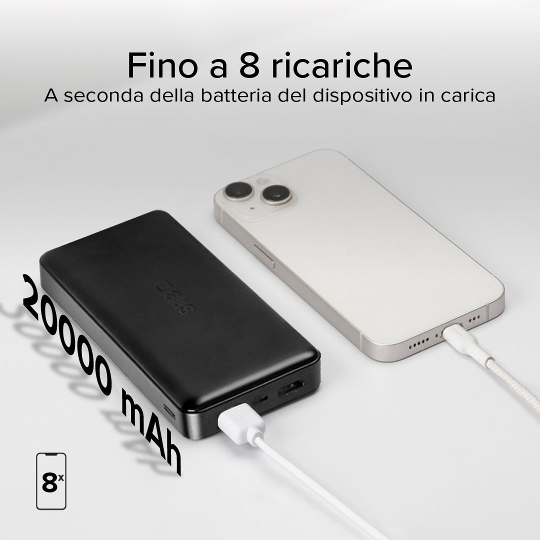 Power bank 20.000 mAh extra slim con porta USB 2.1A Intelligent Charge (IC)